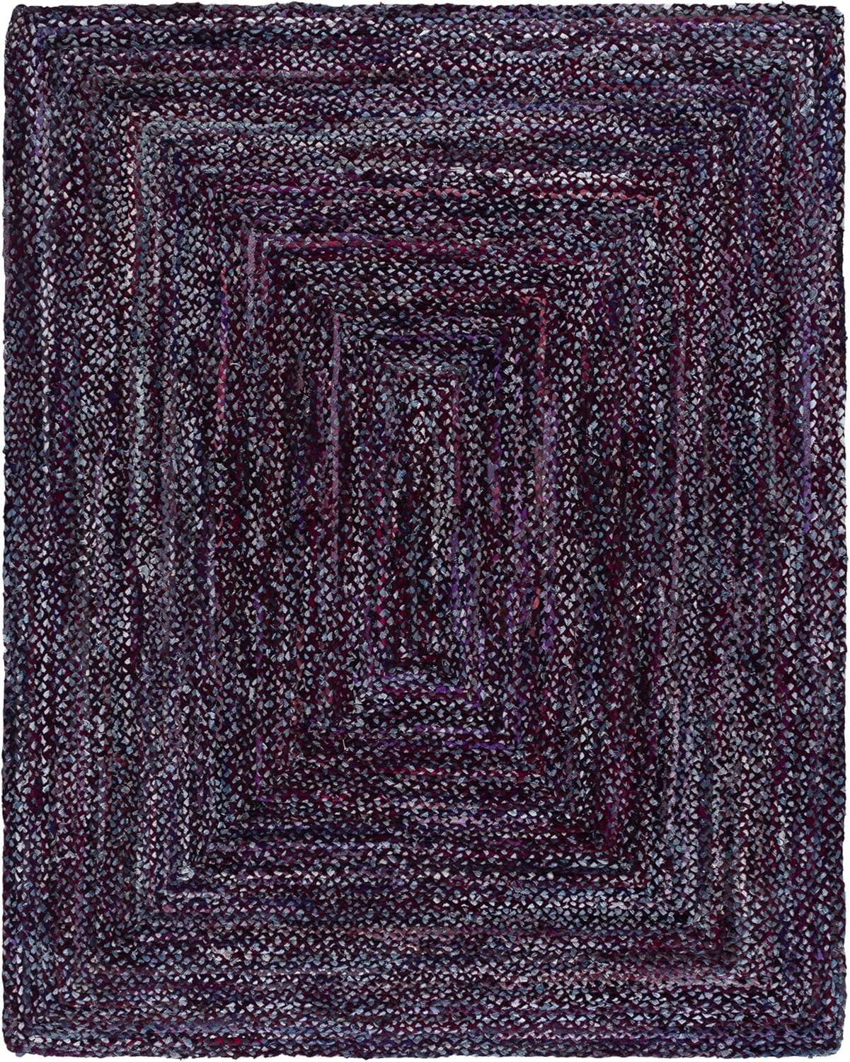 image:imageSAFAVIEH Braided Collection Accent Rug 3 x 5 Red amp Multi Handmade Woven Cotton Boho Reversible Style Ideal for Living Room Bedroom BRD210APurpleBlue