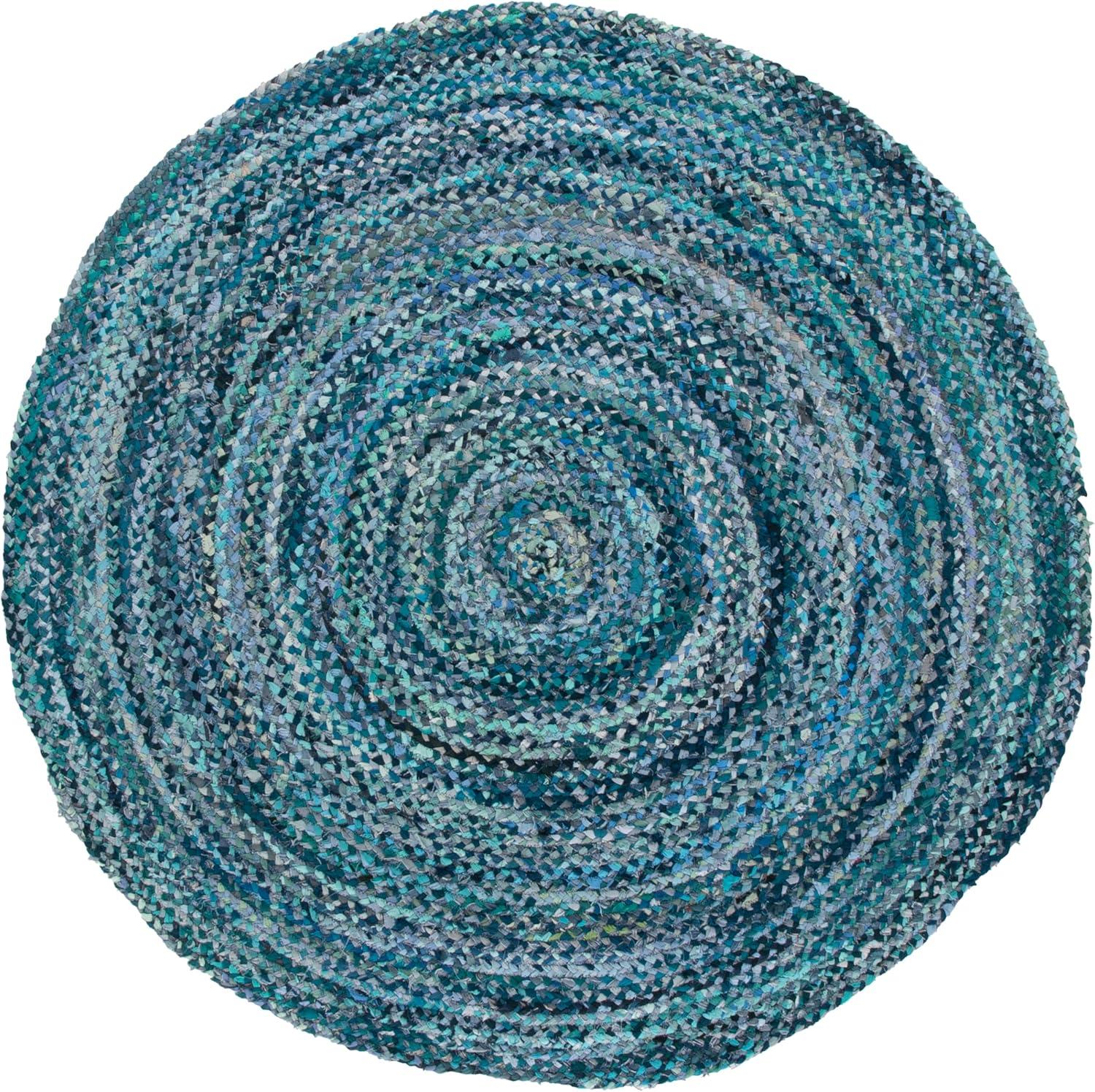 image:imageSAFAVIEH Braided Collection Accent Rug 3 x 5 Red amp Multi Handmade Woven Cotton Boho Reversible Style Ideal for Living Room Bedroom BRD210ATealBlue