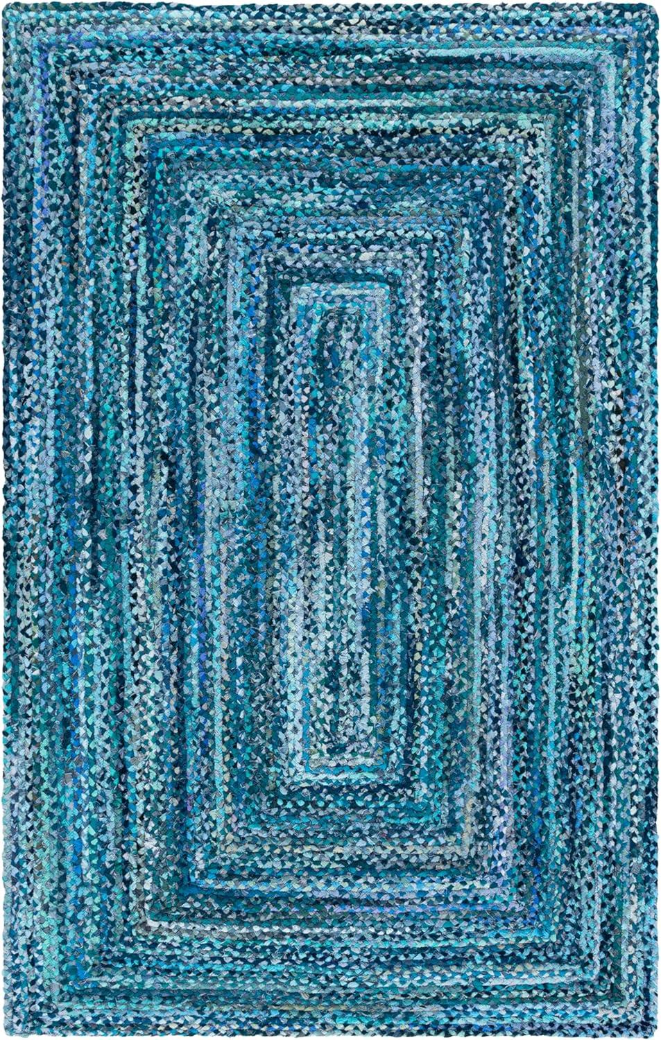 image:imageSAFAVIEH Braided Collection Accent Rug 3 x 5 Red amp Multi Handmade Woven Cotton Boho Reversible Style Ideal for Living Room Bedroom BRD210ATealBlue