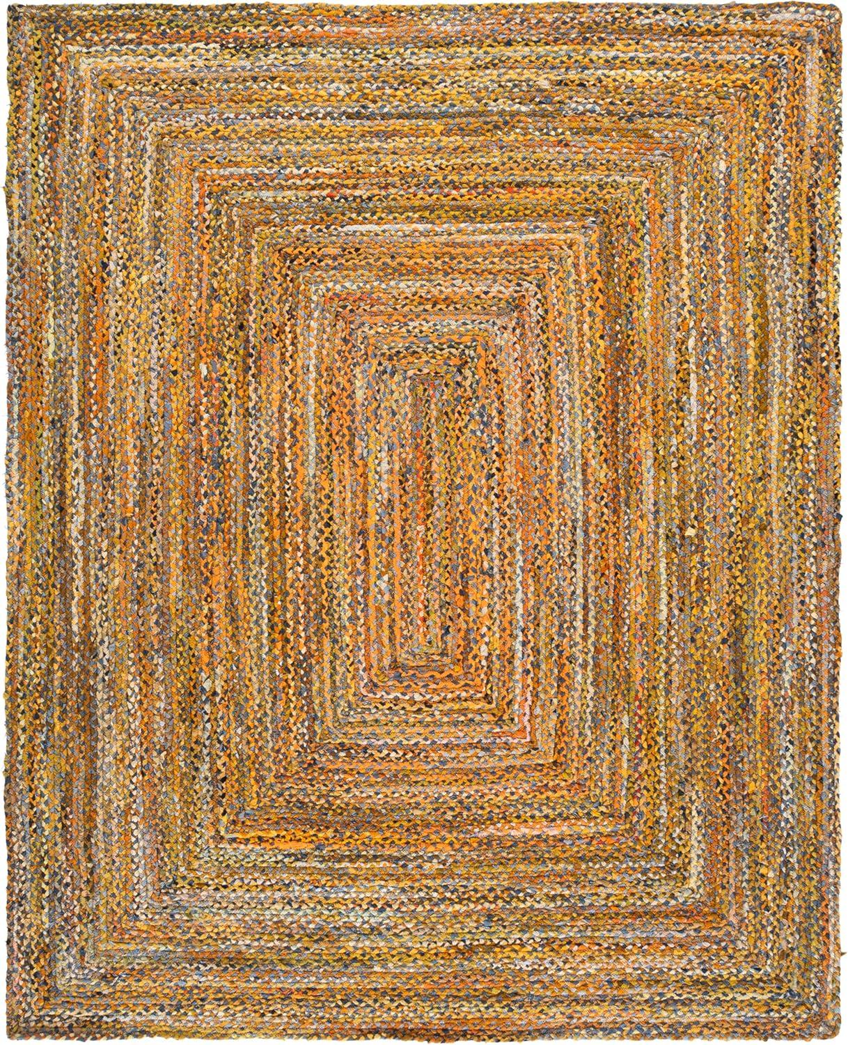 image:imageSAFAVIEH Braided Collection Accent Rug 3 x 5 Red amp Multi Handmade Woven Cotton Boho Reversible Style Ideal for Living Room Bedroom BRD210AYellowBrown
