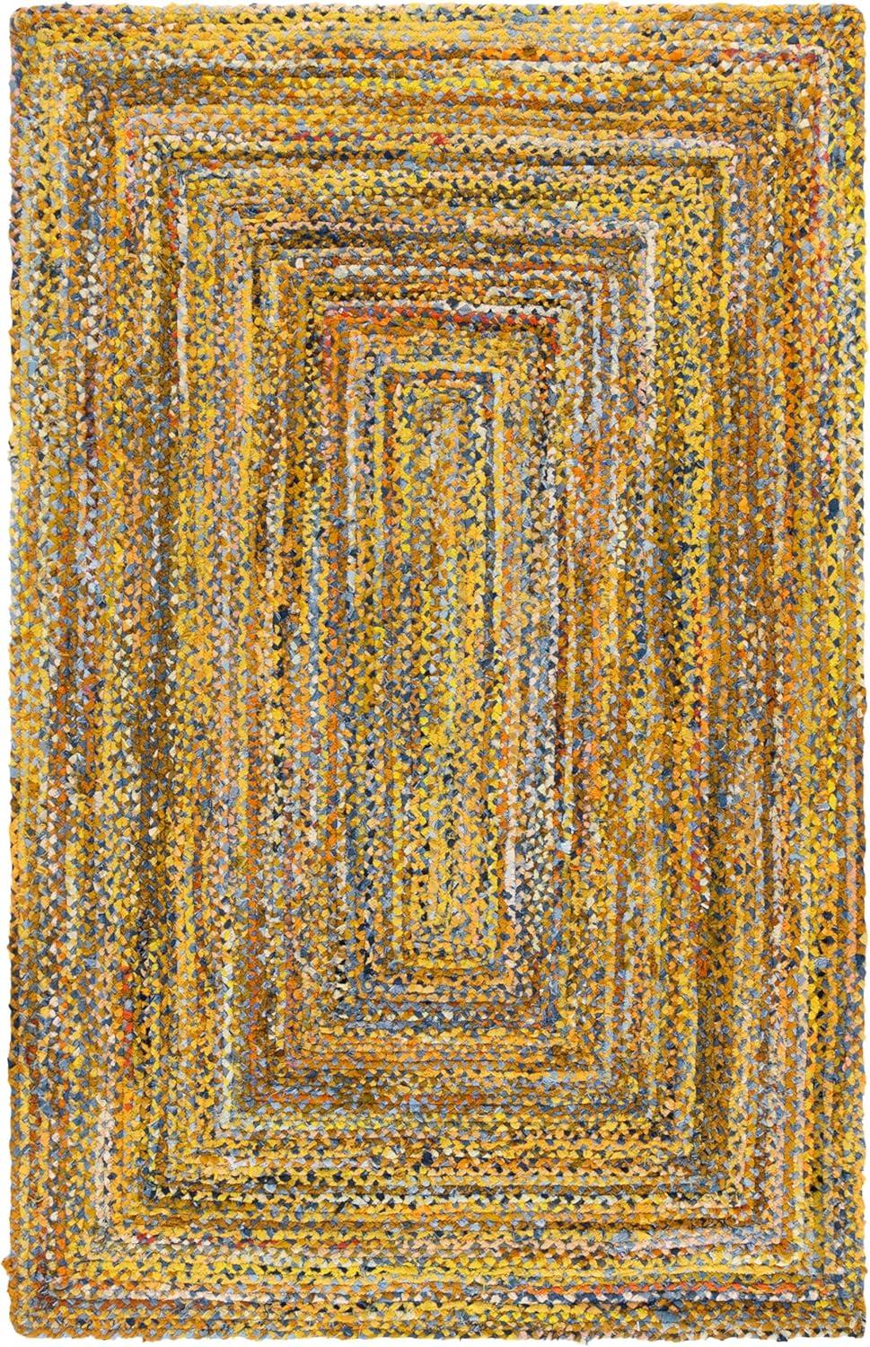 image:imageSAFAVIEH Braided Collection Accent Rug 3 x 5 Red amp Multi Handmade Woven Cotton Boho Reversible Style Ideal for Living Room Bedroom BRD210AYellowBrown