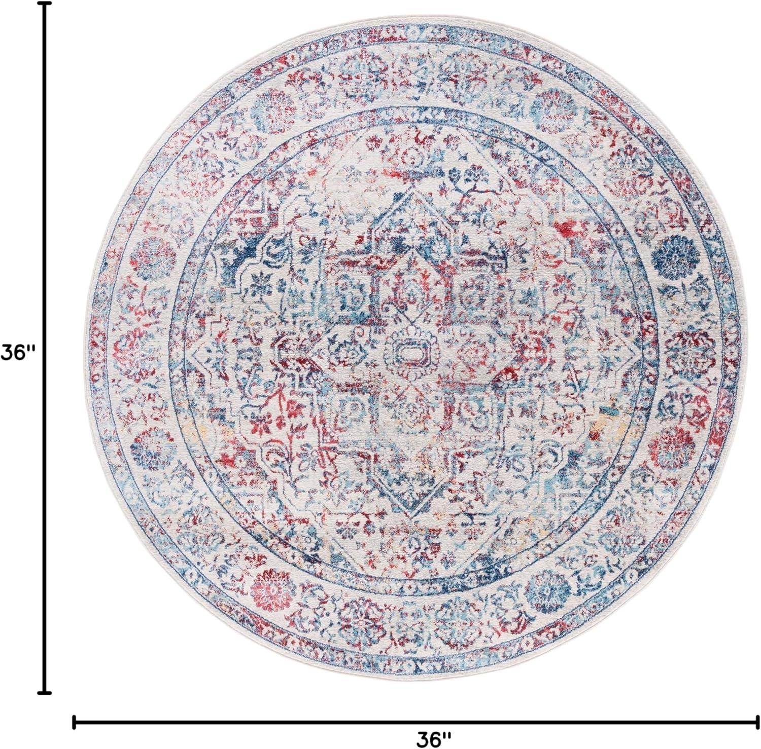 image:imageSAFAVIEH Brentwood Collection Area Rug 8 x 10 Navy amp Light Grey Medallion Distressed Design NonShedding amp Easy Care Ideal for High Traffic Areas in Living Room Bedroom BNT832MIvoryBlue