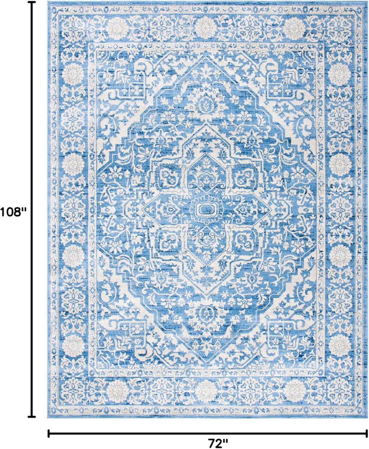 image:imageSAFAVIEH Brentwood Collection Area Rug 8 x 10 Navy amp Light Grey Medallion Distressed Design NonShedding amp Easy Care Ideal for High Traffic Areas in Living Room Bedroom BNT832MIvoryNavy