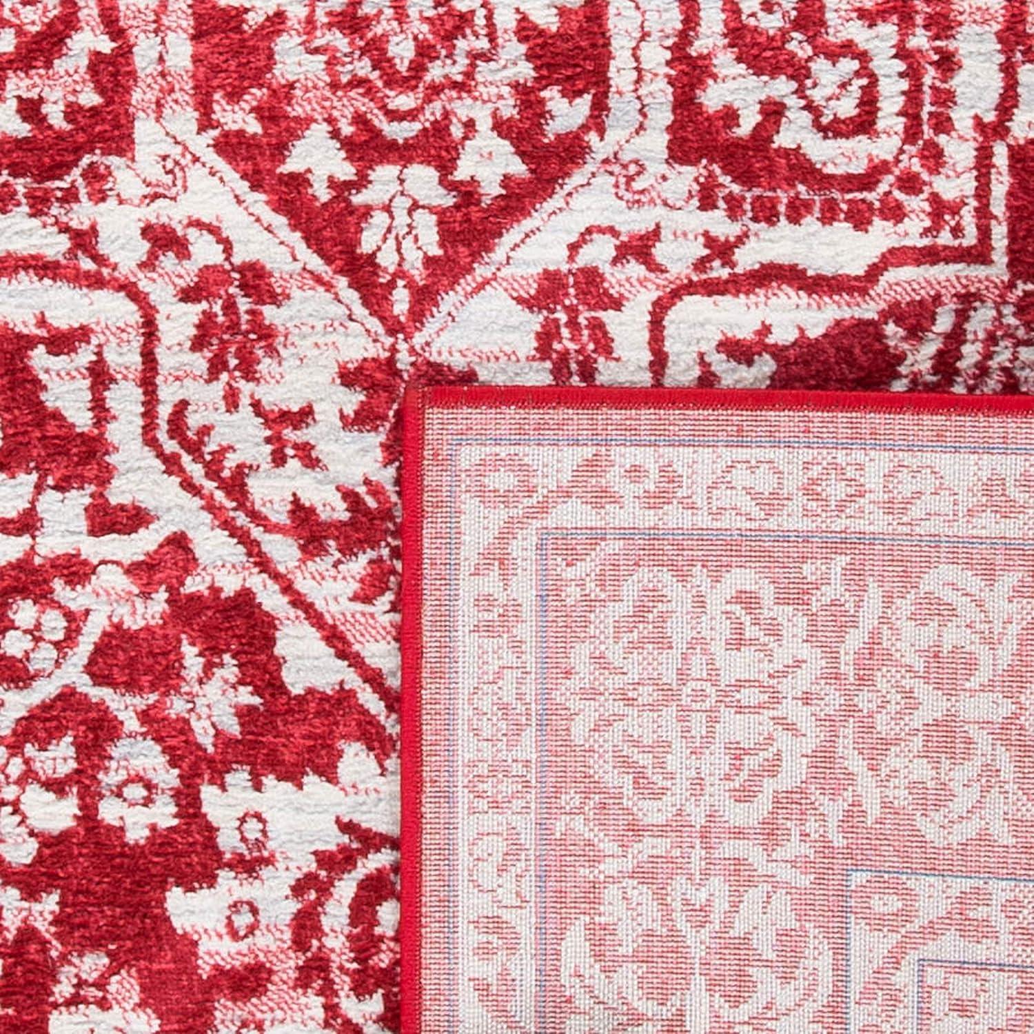 image:imageSAFAVIEH Brentwood Collection Area Rug 8 x 10 Navy amp Light Grey Medallion Distressed Design NonShedding amp Easy Care Ideal for High Traffic Areas in Living Room Bedroom BNT832MRedIvory
