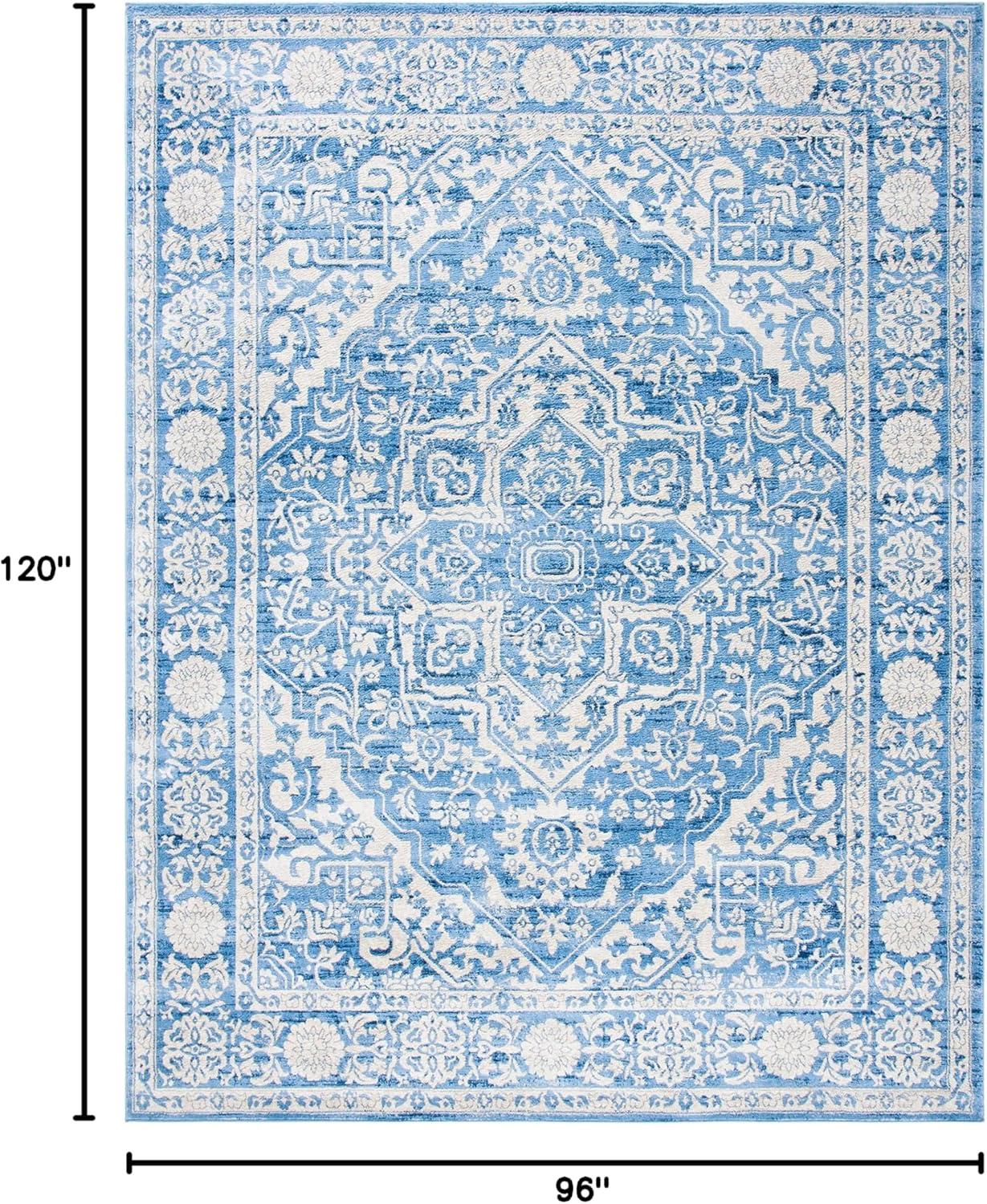 image:imageSAFAVIEH Brentwood Collection Area Rug 8 x 10 Navy amp Light Grey Medallion Distressed Design NonShedding amp Easy Care Ideal for High Traffic Areas in Living Room Bedroom BNT832MIvoryNavy