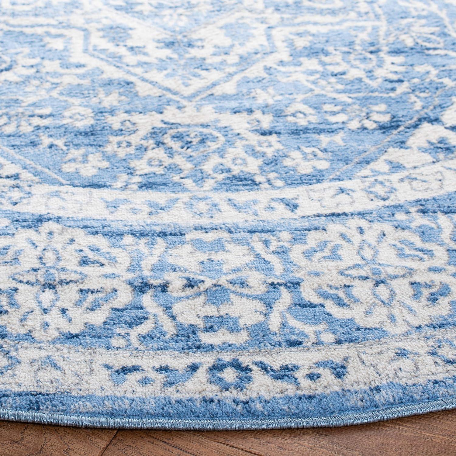 image:imageSAFAVIEH Brentwood Collection Area Rug 8 x 10 Navy amp Light Grey Medallion Distressed Design NonShedding amp Easy Care Ideal for High Traffic Areas in Living Room Bedroom BNT832MIvoryNavy