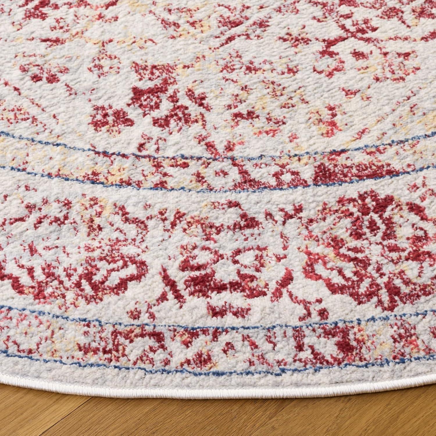 image:imageSAFAVIEH Brentwood Collection Area Rug 8 x 10 Navy amp Light Grey Medallion Distressed Design NonShedding amp Easy Care Ideal for High Traffic Areas in Living Room Bedroom BNT832MIvoryRed