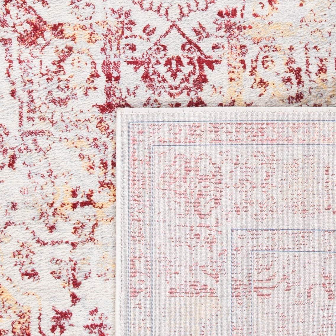 image:imageSAFAVIEH Brentwood Collection Area Rug 8 x 10 Navy amp Light Grey Medallion Distressed Design NonShedding amp Easy Care Ideal for High Traffic Areas in Living Room Bedroom BNT832MIvoryRed