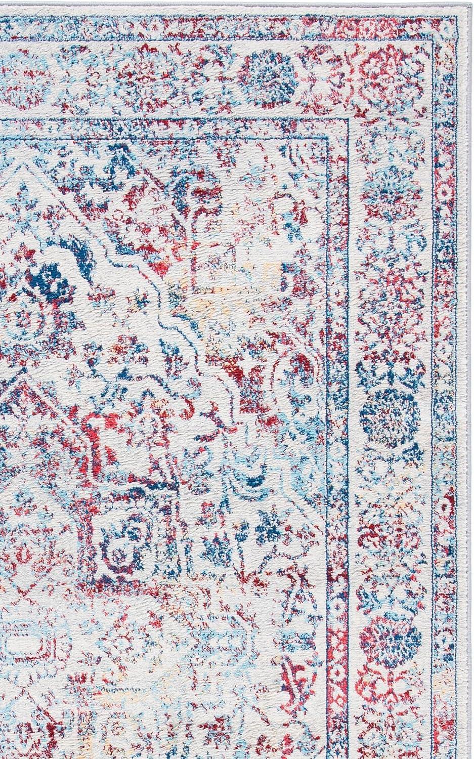 image:imageSAFAVIEH Brentwood Collection Area Rug 8 x 10 Navy amp Light Grey Medallion Distressed Design NonShedding amp Easy Care Ideal for High Traffic Areas in Living Room Bedroom BNT832MIvoryBlue
