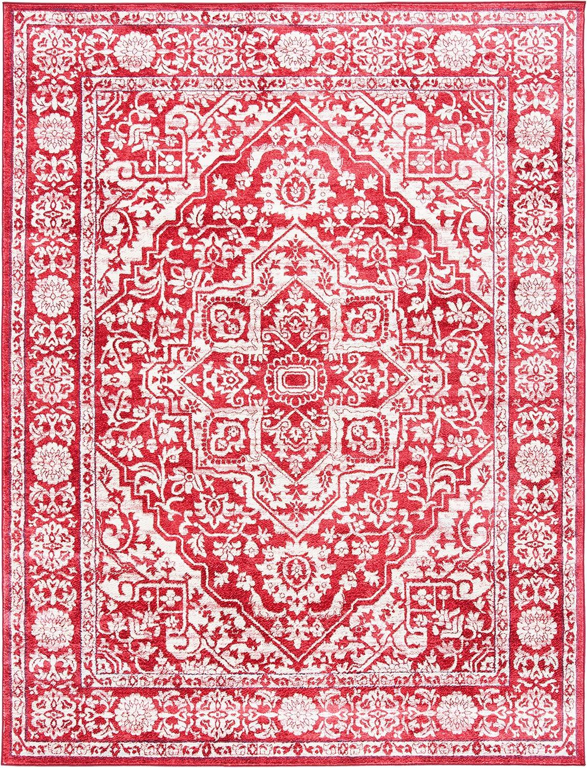 image:imageSAFAVIEH Brentwood Collection Area Rug 8 x 10 Navy amp Light Grey Medallion Distressed Design NonShedding amp Easy Care Ideal for High Traffic Areas in Living Room Bedroom BNT832MRedIvory