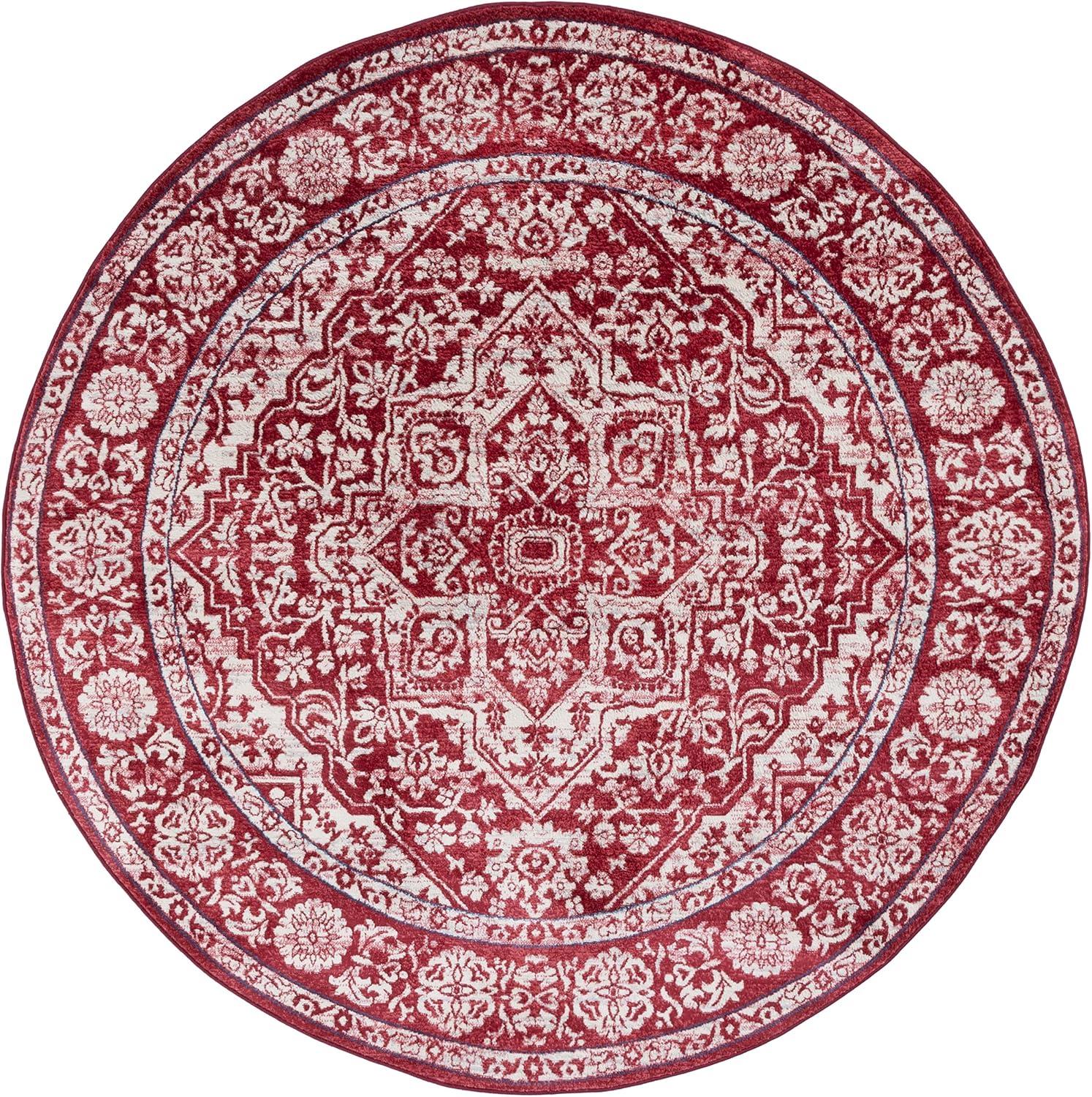 image:imageSAFAVIEH Brentwood Collection Area Rug 8 x 10 Navy amp Light Grey Medallion Distressed Design NonShedding amp Easy Care Ideal for High Traffic Areas in Living Room Bedroom BNT832MRedIvory