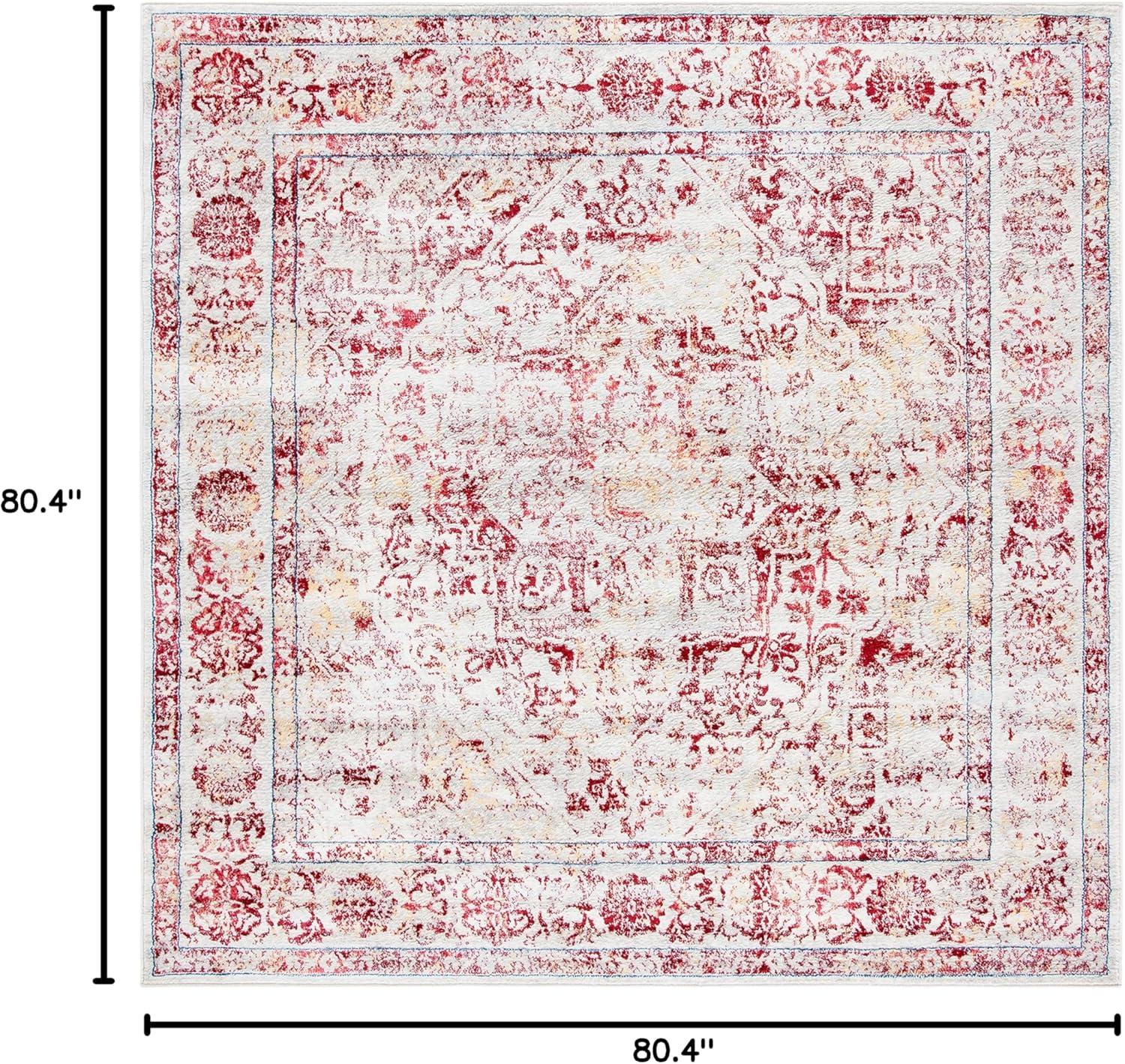 image:imageSAFAVIEH Brentwood Collection Area Rug 8 x 10 Navy amp Light Grey Medallion Distressed Design NonShedding amp Easy Care Ideal for High Traffic Areas in Living Room Bedroom BNT832MIvoryRed