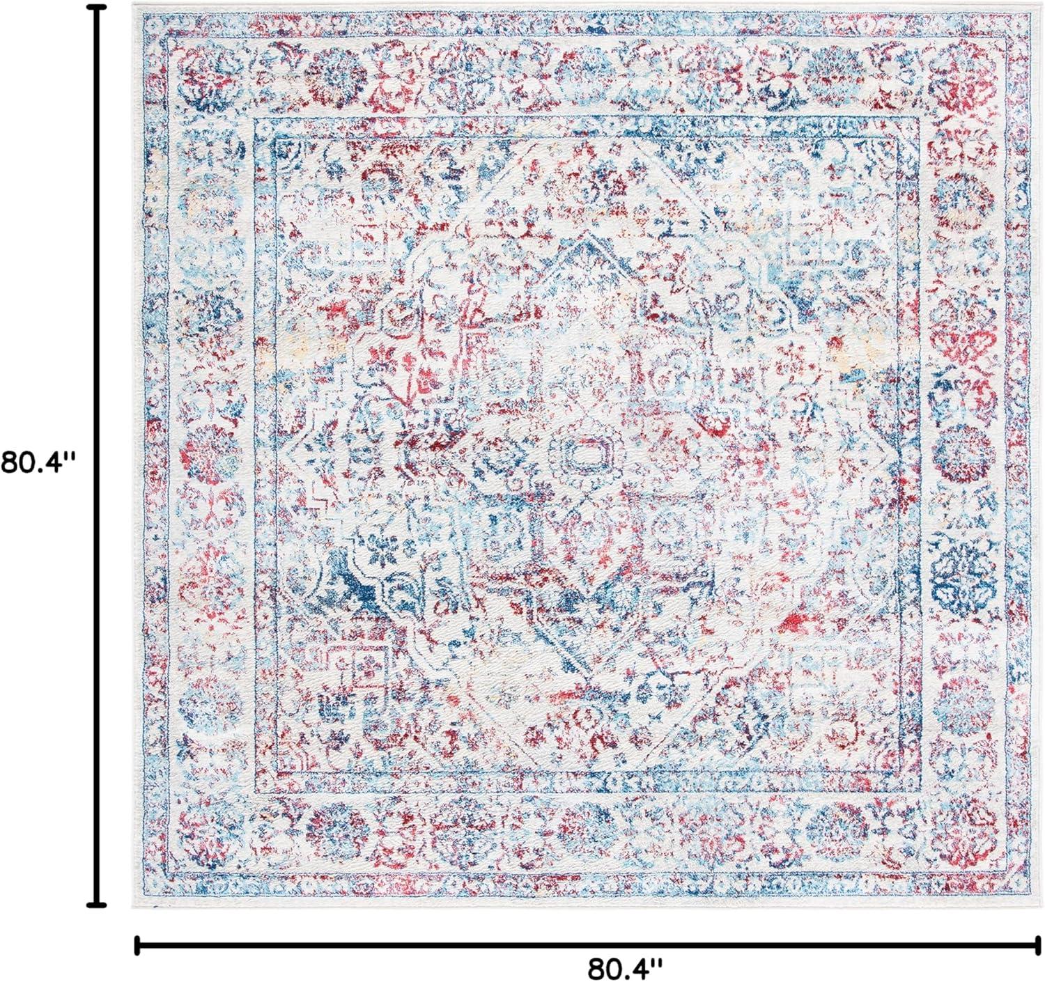 image:imageSAFAVIEH Brentwood Collection Area Rug 8 x 10 Navy amp Light Grey Medallion Distressed Design NonShedding amp Easy Care Ideal for High Traffic Areas in Living Room Bedroom BNT832MIvoryBlue
