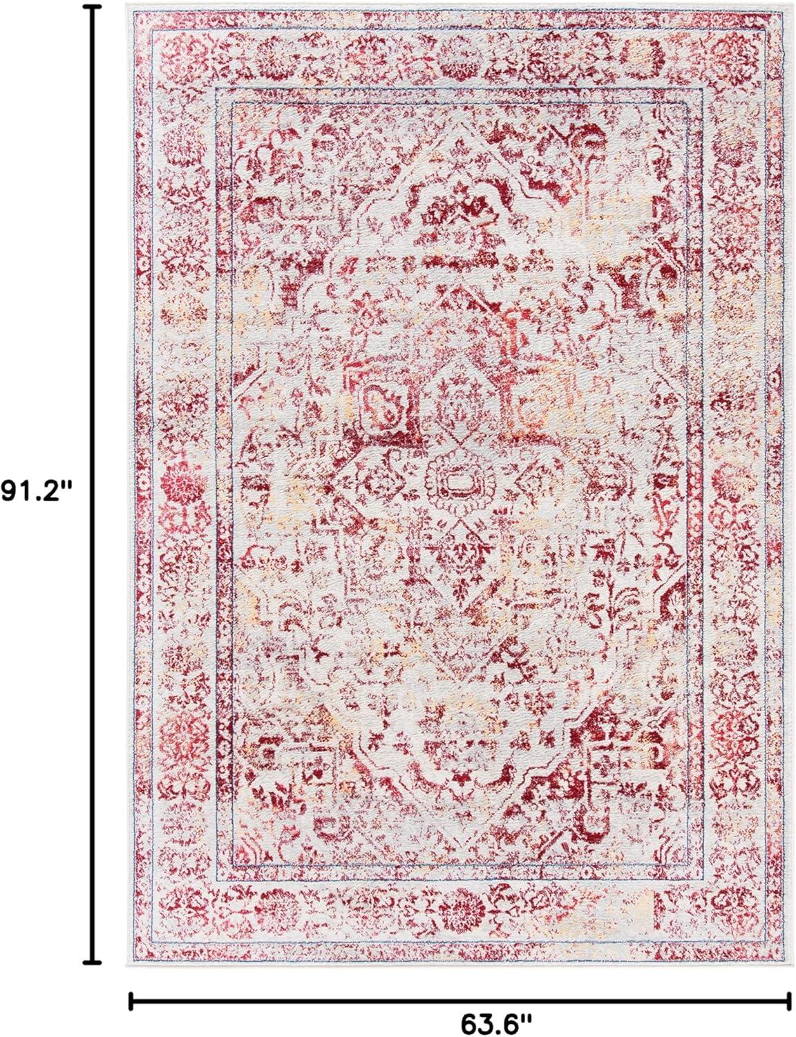 image:imageSAFAVIEH Brentwood Collection Area Rug 8 x 10 Navy amp Light Grey Medallion Distressed Design NonShedding amp Easy Care Ideal for High Traffic Areas in Living Room Bedroom BNT832MIvoryRed