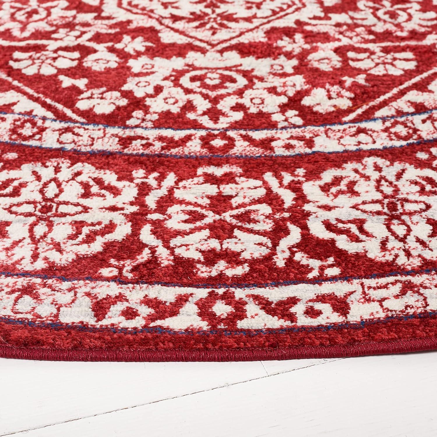 image:imageSAFAVIEH Brentwood Collection Area Rug 8 x 10 Navy amp Light Grey Medallion Distressed Design NonShedding amp Easy Care Ideal for High Traffic Areas in Living Room Bedroom BNT832MRedIvory