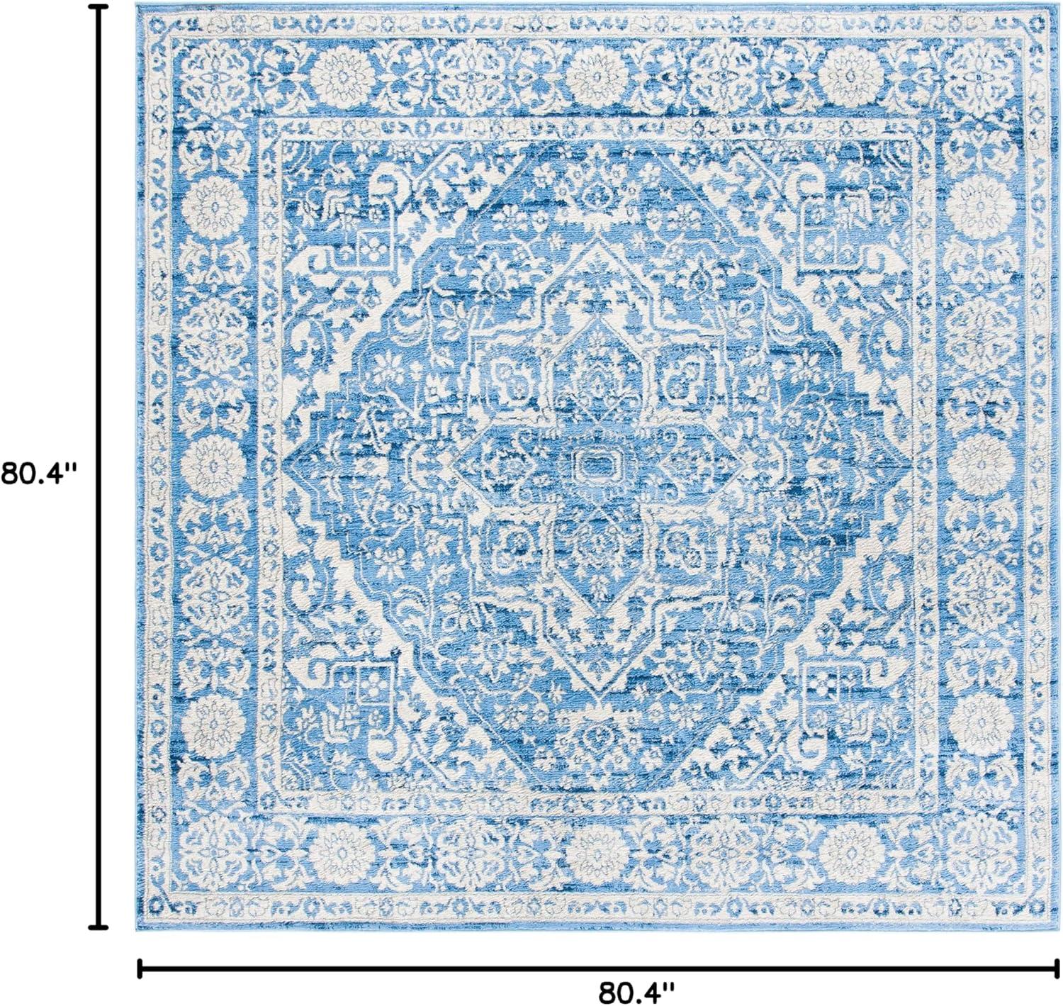 image:imageSAFAVIEH Brentwood Collection Area Rug 8 x 10 Navy amp Light Grey Medallion Distressed Design NonShedding amp Easy Care Ideal for High Traffic Areas in Living Room Bedroom BNT832MIvoryNavy