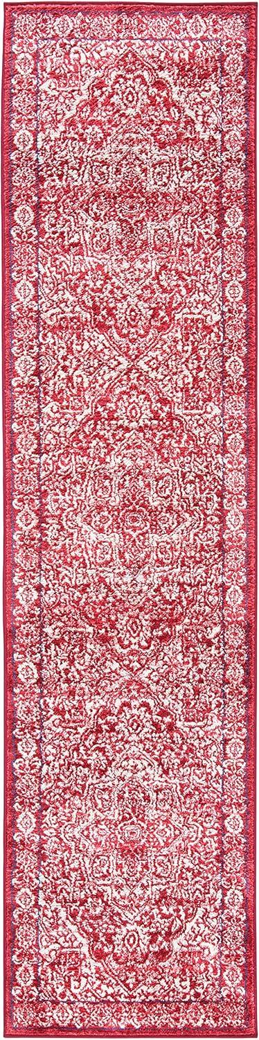 image:imageSAFAVIEH Brentwood Collection Area Rug 8 x 10 Navy amp Light Grey Medallion Distressed Design NonShedding amp Easy Care Ideal for High Traffic Areas in Living Room Bedroom BNT832MRedIvory