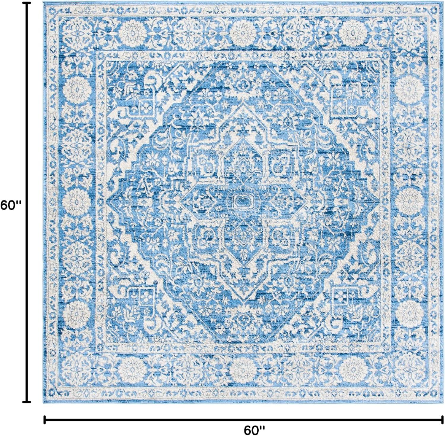 image:imageSAFAVIEH Brentwood Collection Area Rug 8 x 10 Navy amp Light Grey Medallion Distressed Design NonShedding amp Easy Care Ideal for High Traffic Areas in Living Room Bedroom BNT832MIvoryNavy