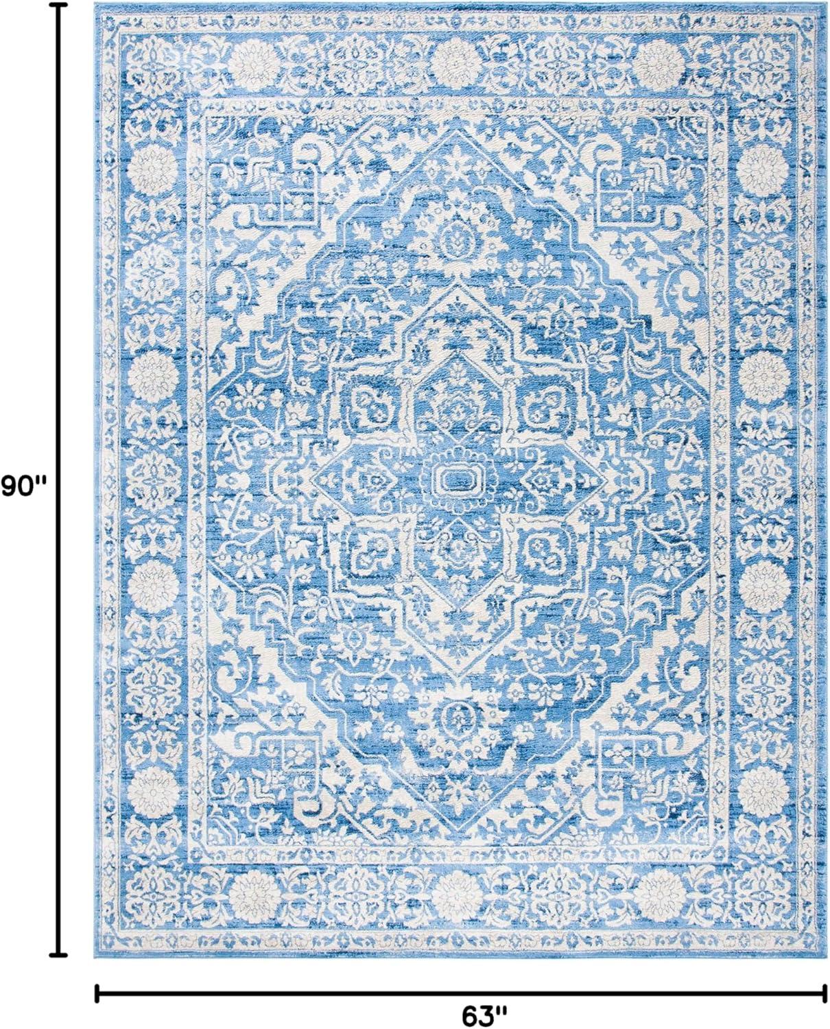 image:imageSAFAVIEH Brentwood Collection Area Rug 8 x 10 Navy amp Light Grey Medallion Distressed Design NonShedding amp Easy Care Ideal for High Traffic Areas in Living Room Bedroom BNT832MIvoryNavy