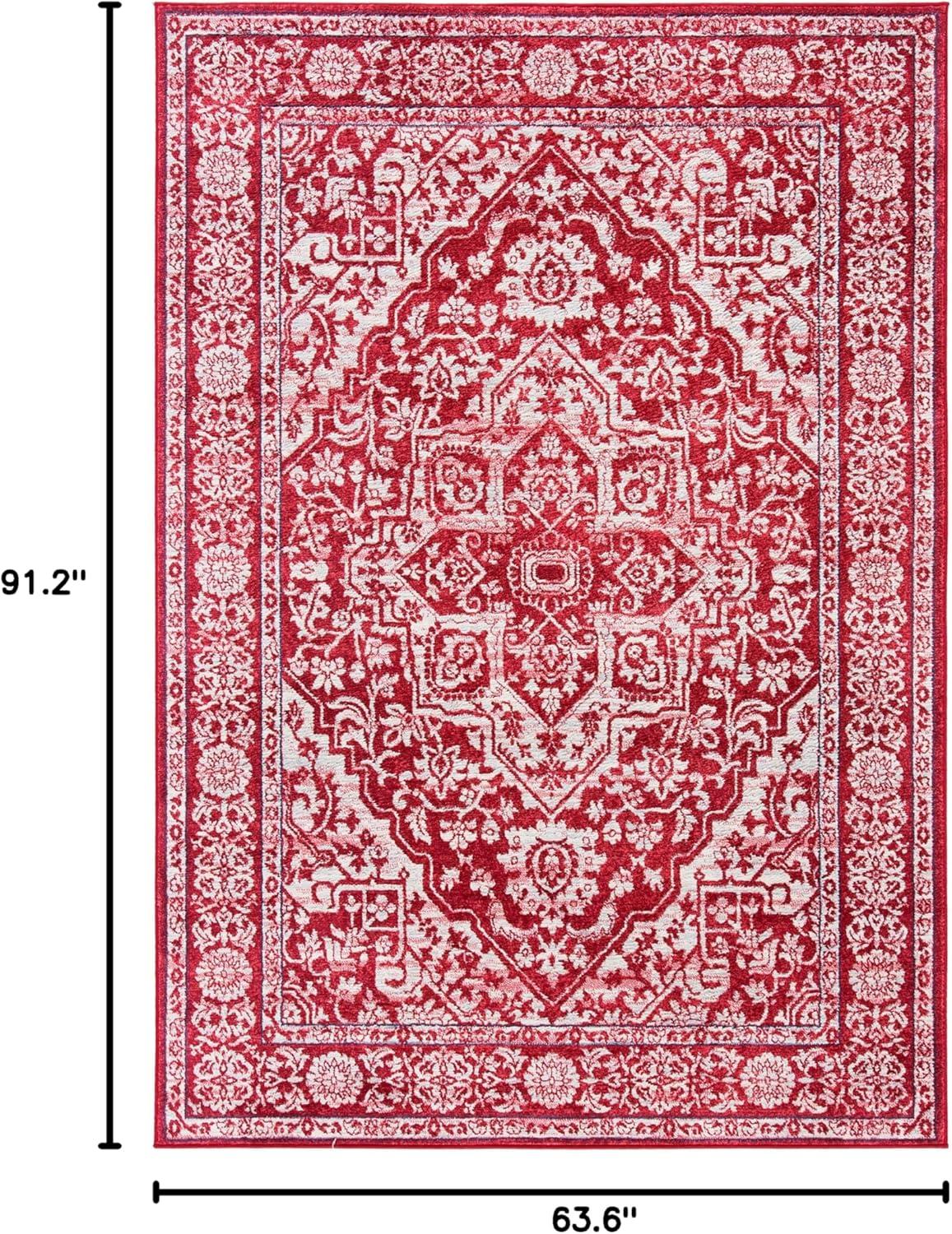 image:imageSAFAVIEH Brentwood Collection Area Rug 8 x 10 Navy amp Light Grey Medallion Distressed Design NonShedding amp Easy Care Ideal for High Traffic Areas in Living Room Bedroom BNT832MRedIvory