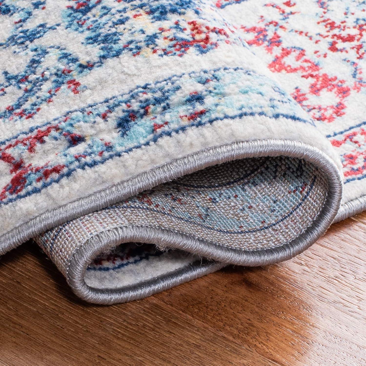 image:imageSAFAVIEH Brentwood Collection Area Rug 8 x 10 Navy amp Light Grey Medallion Distressed Design NonShedding amp Easy Care Ideal for High Traffic Areas in Living Room Bedroom BNT832MIvoryBlue