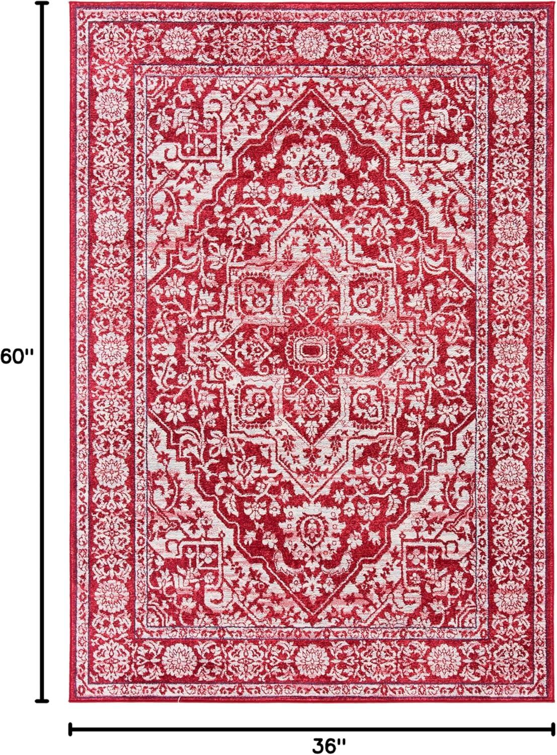 image:imageSAFAVIEH Brentwood Collection Area Rug 8 x 10 Navy amp Light Grey Medallion Distressed Design NonShedding amp Easy Care Ideal for High Traffic Areas in Living Room Bedroom BNT832MRedIvory