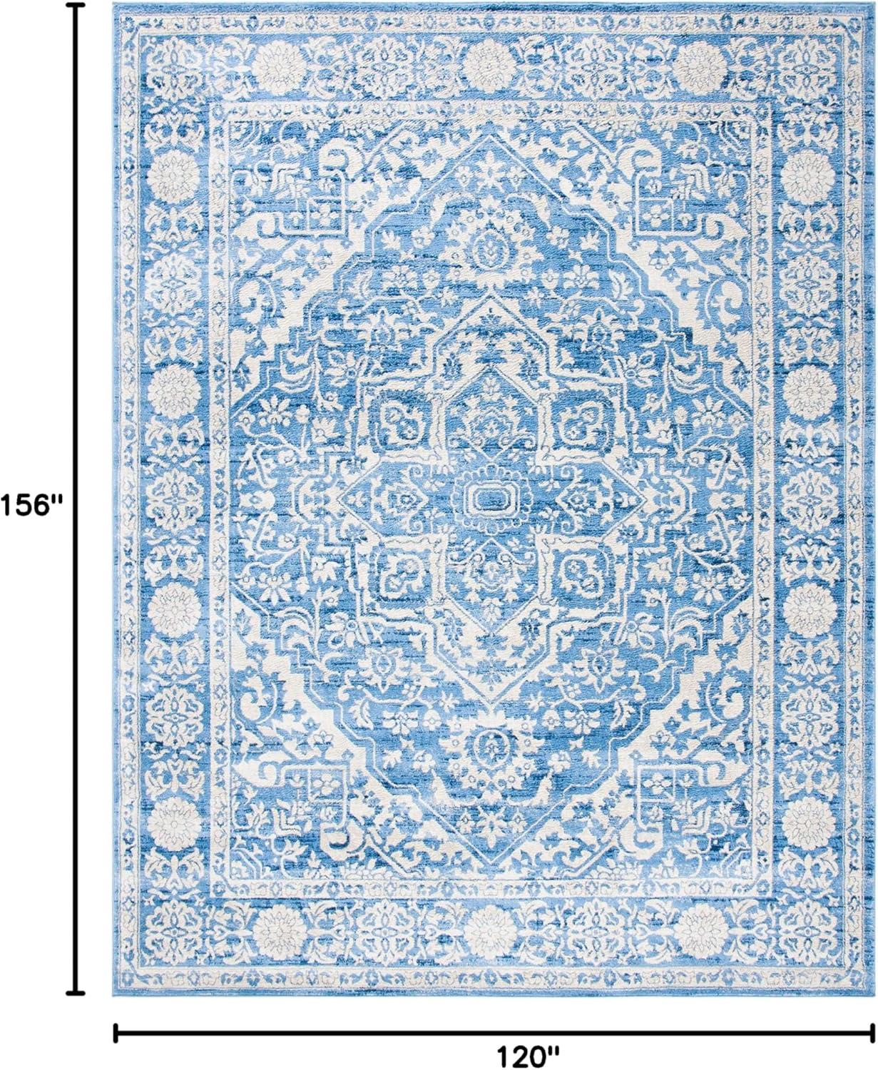 image:imageSAFAVIEH Brentwood Collection Area Rug 8 x 10 Navy amp Light Grey Medallion Distressed Design NonShedding amp Easy Care Ideal for High Traffic Areas in Living Room Bedroom BNT832MIvoryNavy