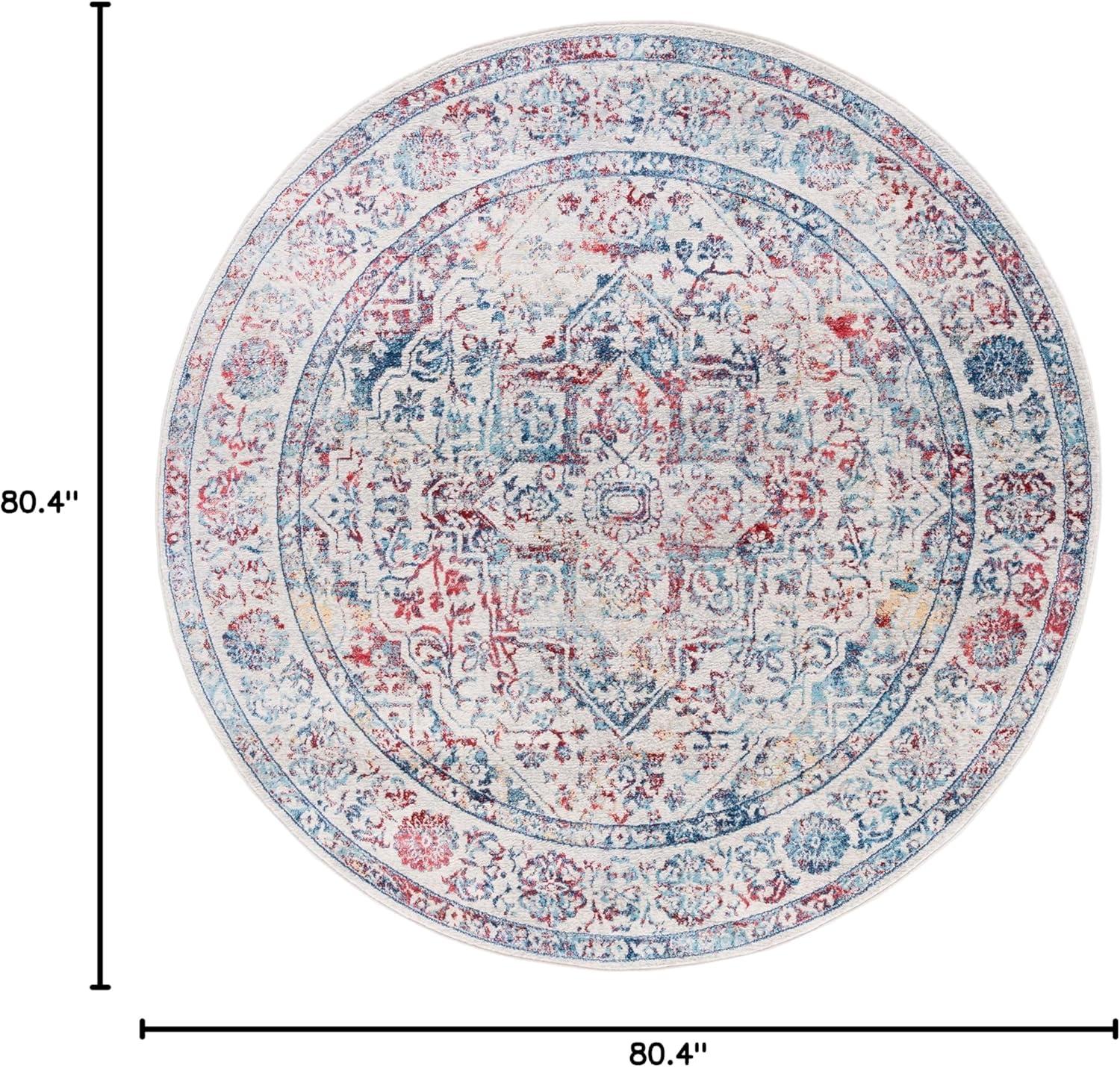 image:imageSAFAVIEH Brentwood Collection Area Rug 8 x 10 Navy amp Light Grey Medallion Distressed Design NonShedding amp Easy Care Ideal for High Traffic Areas in Living Room Bedroom BNT832MIvoryBlue