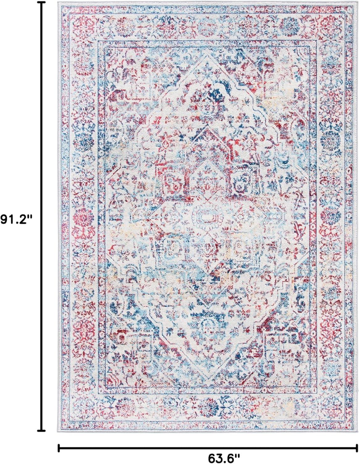 image:imageSAFAVIEH Brentwood Collection Area Rug 8 x 10 Navy amp Light Grey Medallion Distressed Design NonShedding amp Easy Care Ideal for High Traffic Areas in Living Room Bedroom BNT832MIvoryBlue