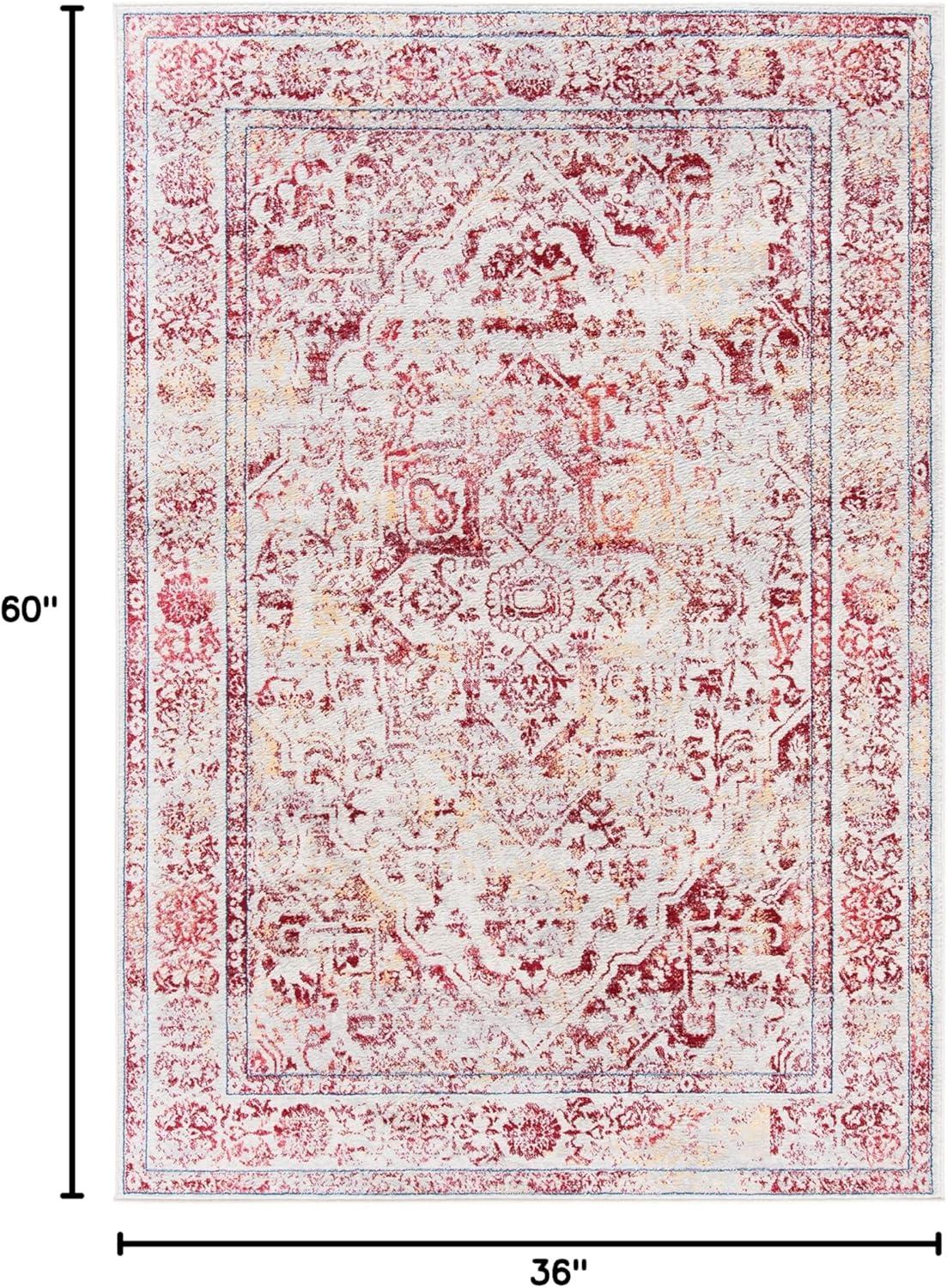 image:imageSAFAVIEH Brentwood Collection Area Rug 8 x 10 Navy amp Light Grey Medallion Distressed Design NonShedding amp Easy Care Ideal for High Traffic Areas in Living Room Bedroom BNT832MIvoryRed