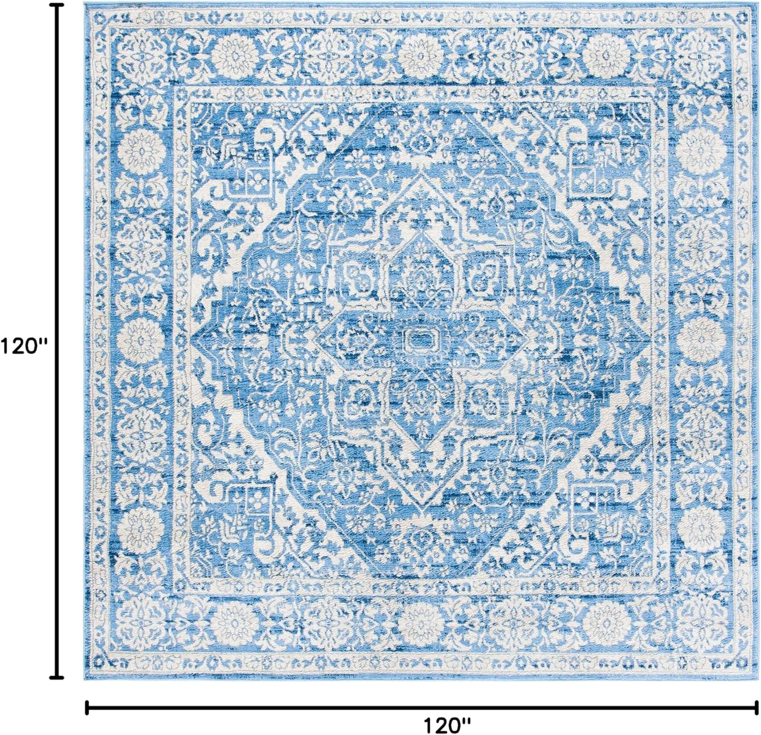 image:imageSAFAVIEH Brentwood Collection Area Rug 8 x 10 Navy amp Light Grey Medallion Distressed Design NonShedding amp Easy Care Ideal for High Traffic Areas in Living Room Bedroom BNT832MIvoryNavy