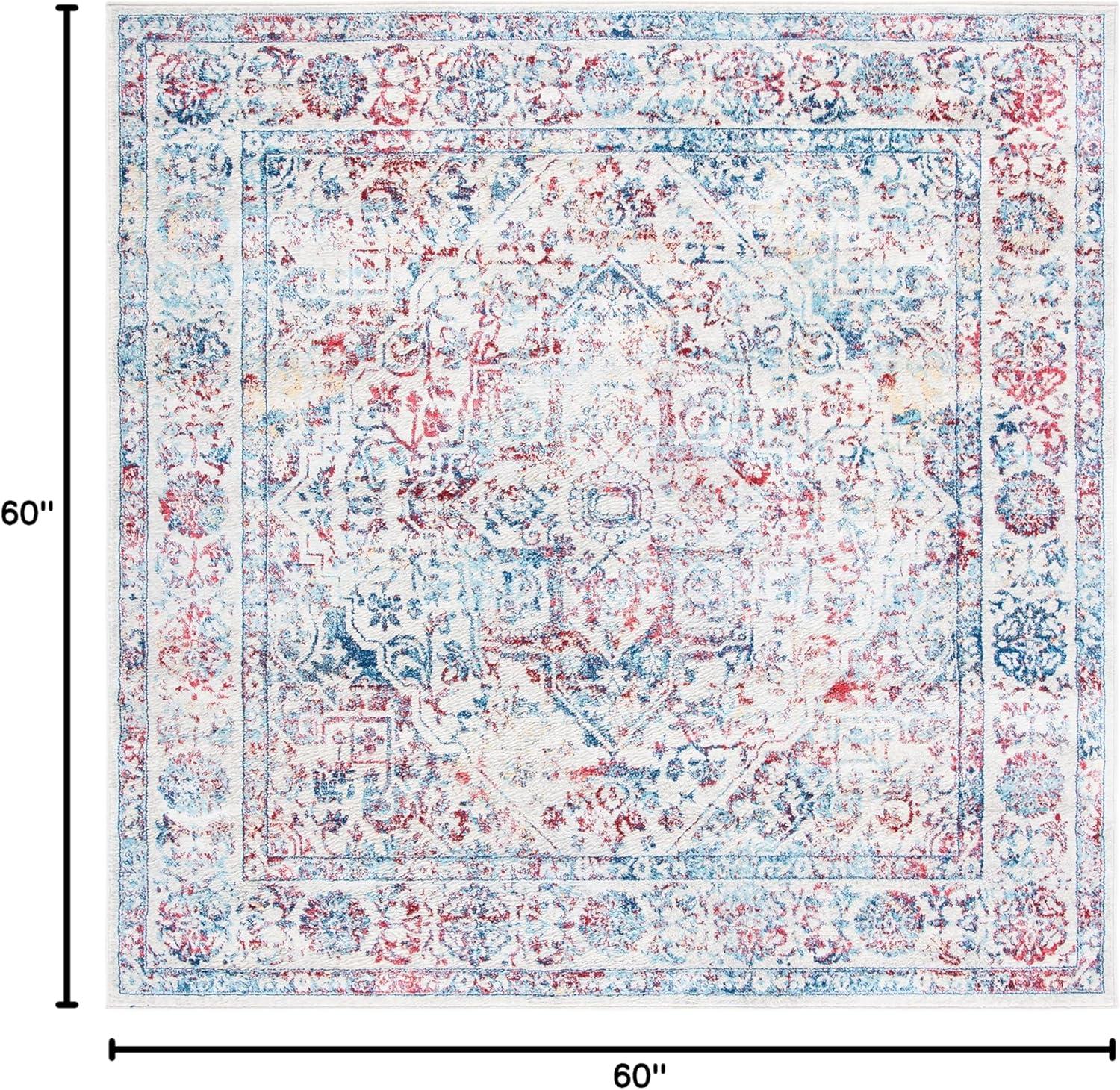 image:imageSAFAVIEH Brentwood Collection Area Rug 8 x 10 Navy amp Light Grey Medallion Distressed Design NonShedding amp Easy Care Ideal for High Traffic Areas in Living Room Bedroom BNT832MIvoryBlue