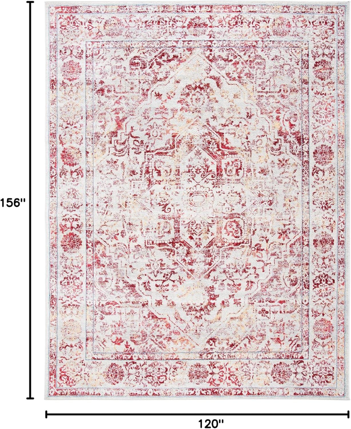 image:imageSAFAVIEH Brentwood Collection Area Rug 8 x 10 Navy amp Light Grey Medallion Distressed Design NonShedding amp Easy Care Ideal for High Traffic Areas in Living Room Bedroom BNT832MIvoryRed