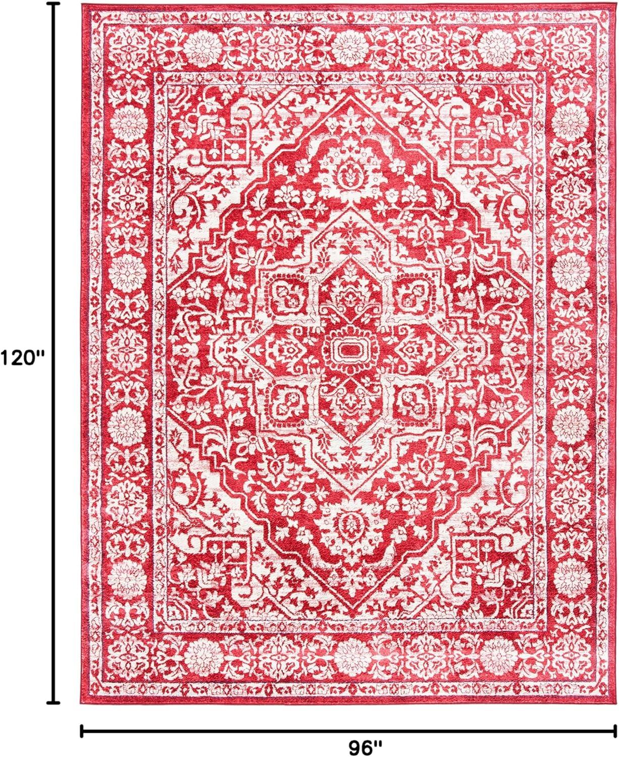 image:imageSAFAVIEH Brentwood Collection Area Rug 8 x 10 Navy amp Light Grey Medallion Distressed Design NonShedding amp Easy Care Ideal for High Traffic Areas in Living Room Bedroom BNT832MRedIvory