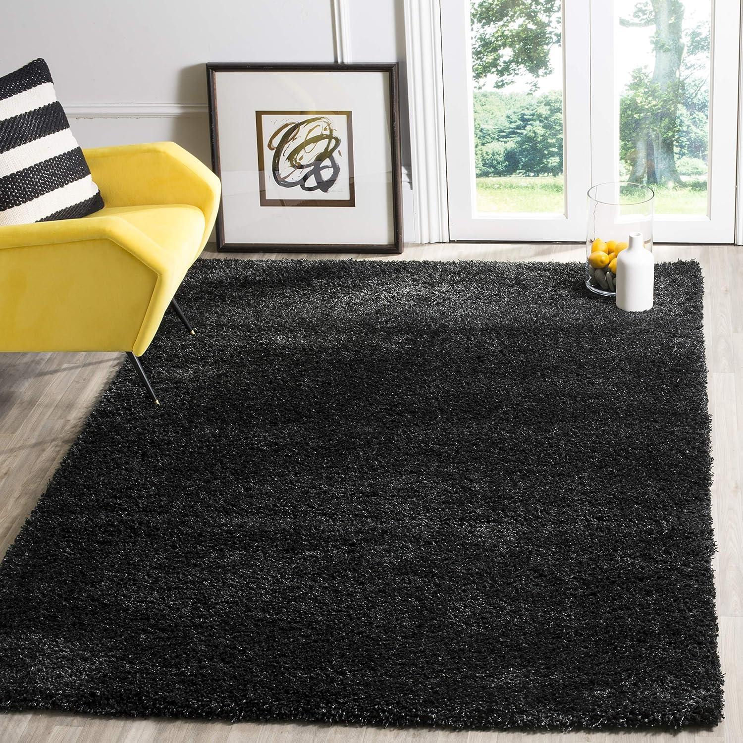 image:imageSAFAVIEH California Shag Collection Area Rug 53 x 76 Beige NonShedding amp Easy to Clean Ultra Plush Thick Pile Ideal for Living Room Bedroom Dining Space SG1511313BlackIvory