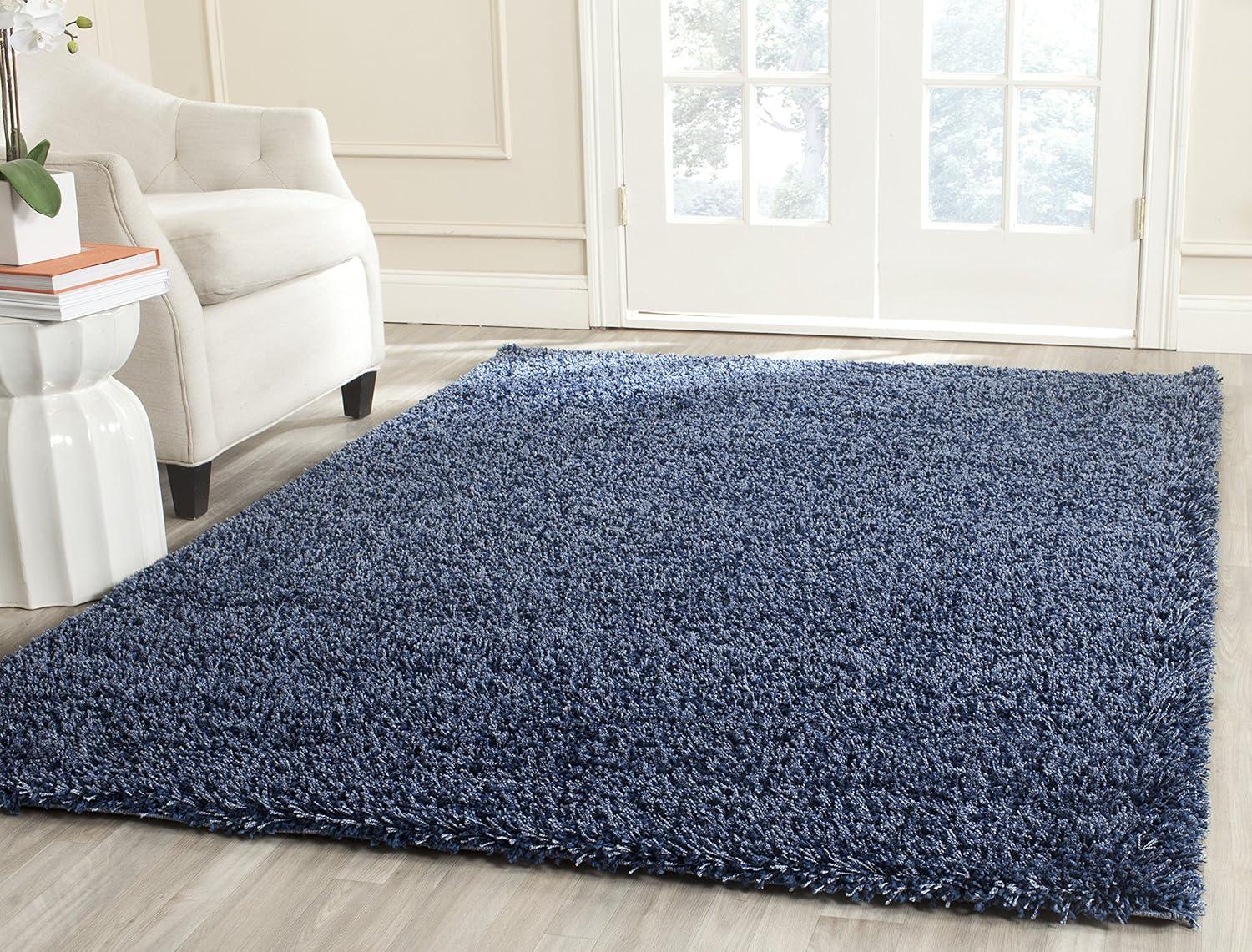 image:imageSAFAVIEH California Shag Collection Area Rug 53 x 76 Beige NonShedding amp Easy to Clean Ultra Plush Thick Pile Ideal for Living Room Bedroom Dining Space SG1511313Navy