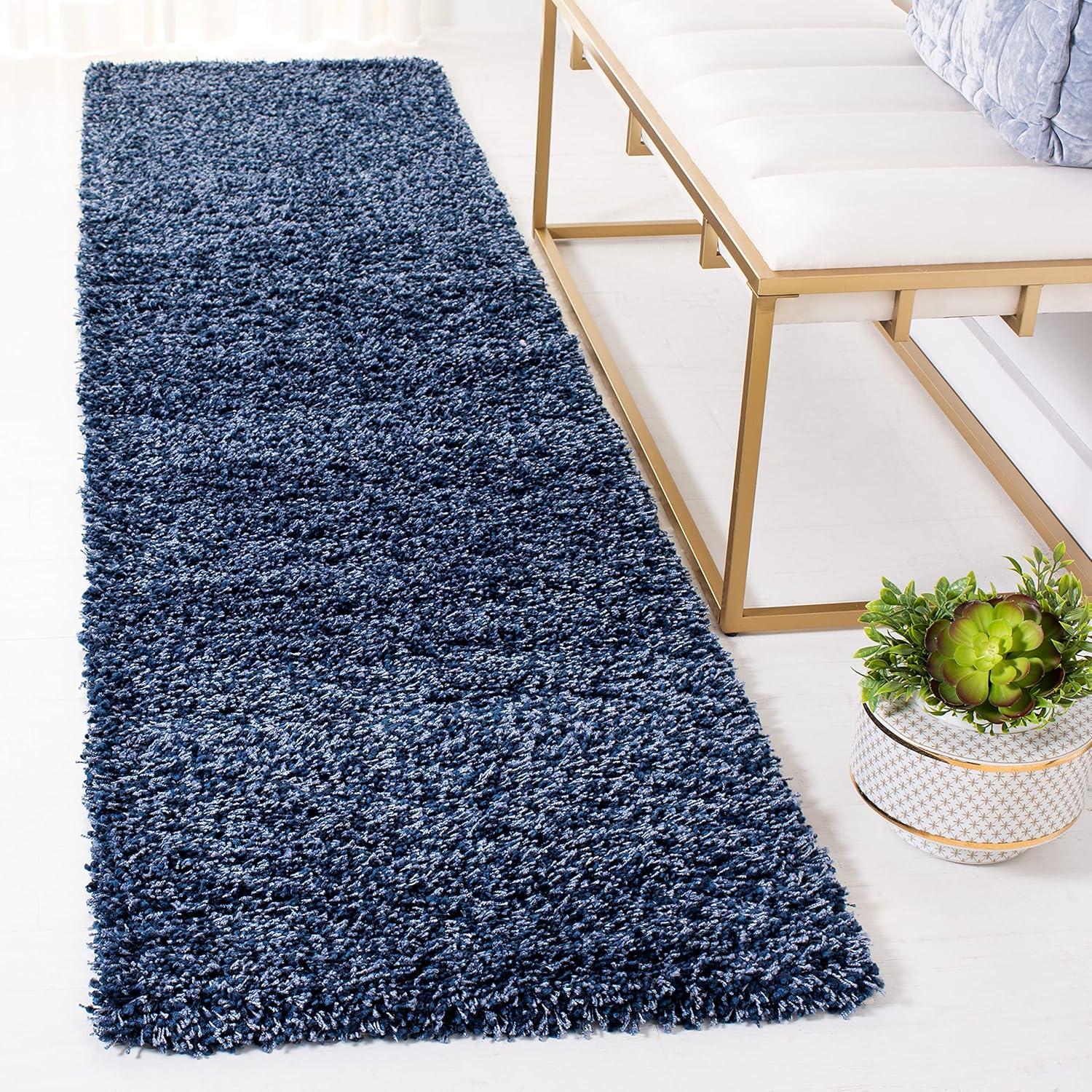 image:imageSAFAVIEH California Shag Collection Area Rug 53 x 76 Beige NonShedding amp Easy to Clean Ultra Plush Thick Pile Ideal for Living Room Bedroom Dining Space SG1511313Navy