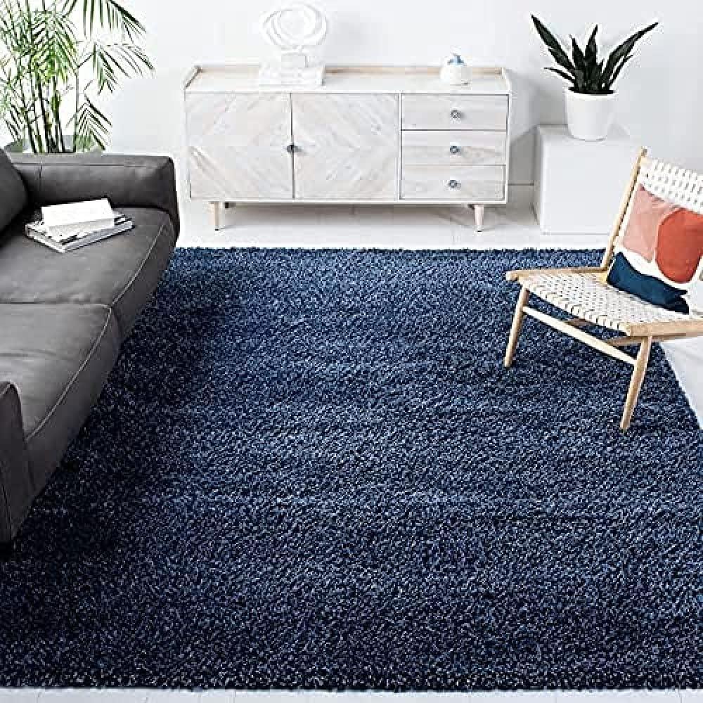 image:imageSAFAVIEH California Shag Collection Area Rug 53 x 76 Beige NonShedding amp Easy to Clean Ultra Plush Thick Pile Ideal for Living Room Bedroom Dining Space SG1511313Navy