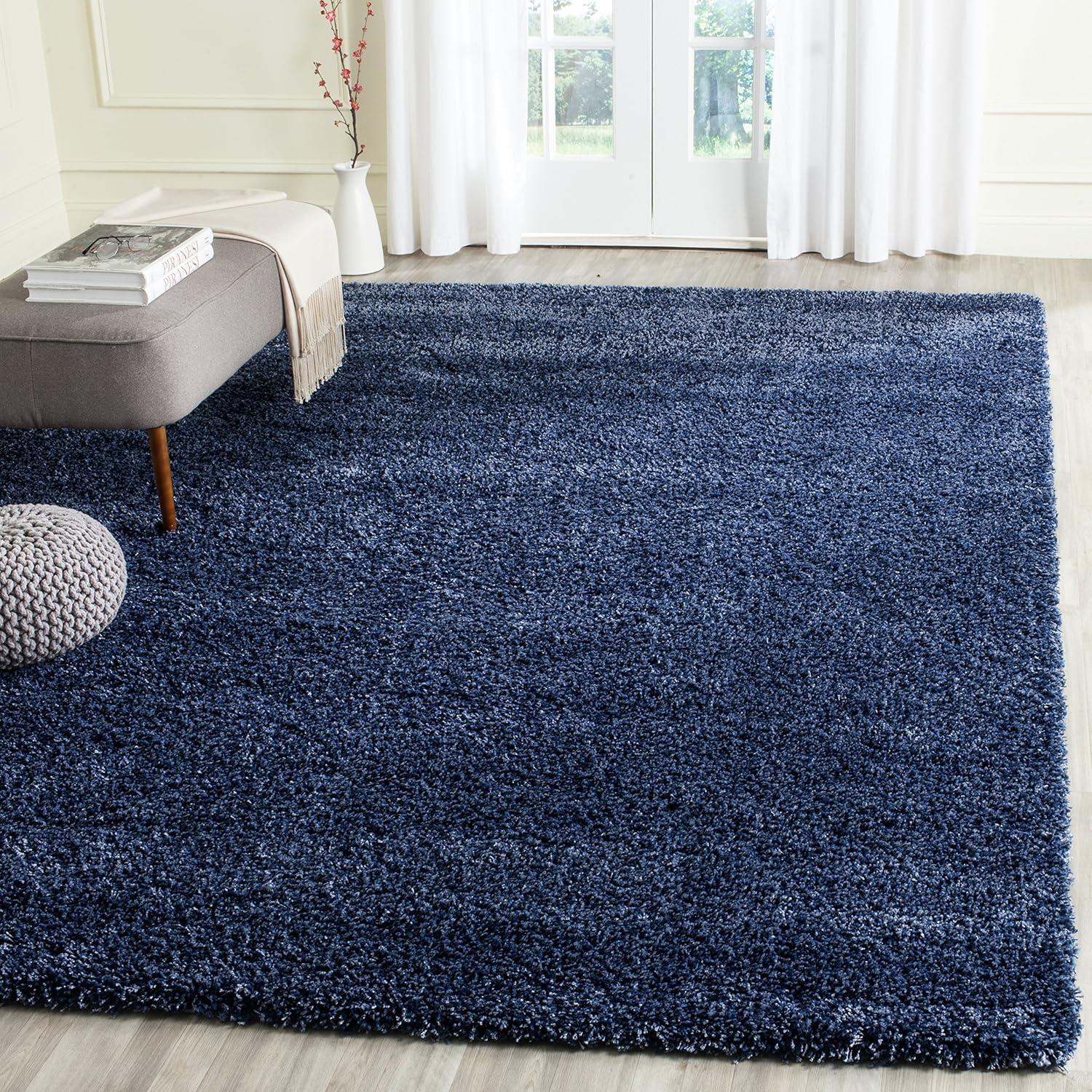 image:imageSAFAVIEH California Shag Collection Area Rug 53 x 76 Beige NonShedding amp Easy to Clean Ultra Plush Thick Pile Ideal for Living Room Bedroom Dining Space SG1511313Navy