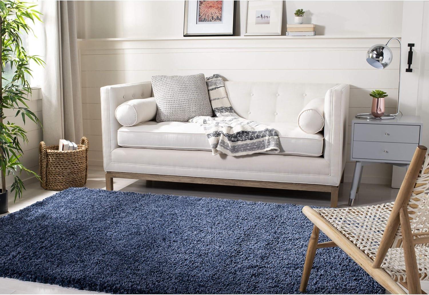 image:imageSAFAVIEH California Shag Collection Area Rug 53 x 76 Beige NonShedding amp Easy to Clean Ultra Plush Thick Pile Ideal for Living Room Bedroom Dining Space SG1511313Navy