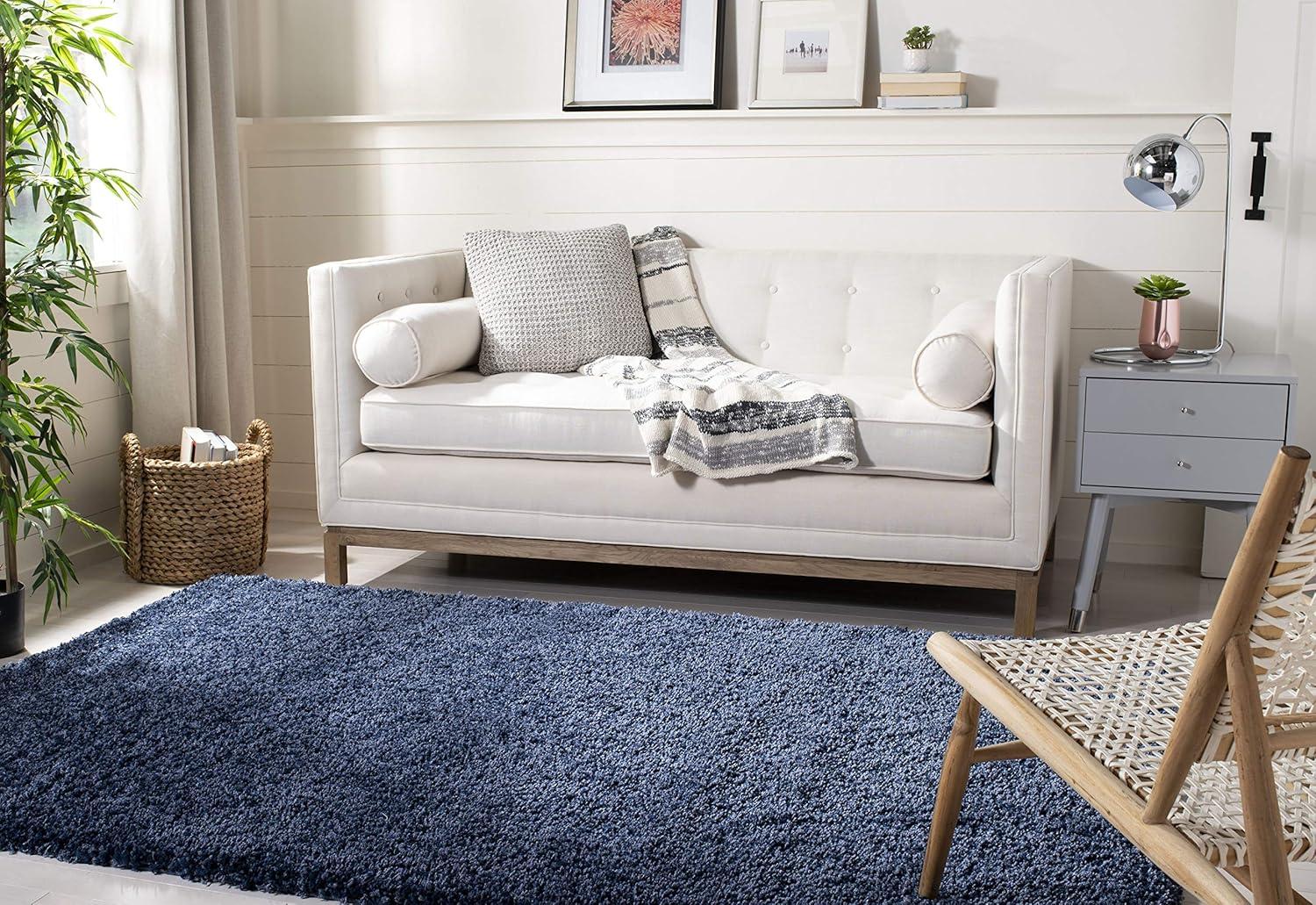 image:imageSAFAVIEH California Shag Collection Area Rug 53 x 76 Beige NonShedding amp Easy to Clean Ultra Plush Thick Pile Ideal for Living Room Bedroom Dining Space SG1511313Navy