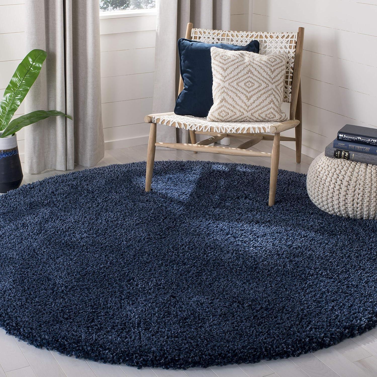 image:imageSAFAVIEH California Shag Collection Area Rug 53 x 76 Beige NonShedding amp Easy to Clean Ultra Plush Thick Pile Ideal for Living Room Bedroom Dining Space SG1511313Navy