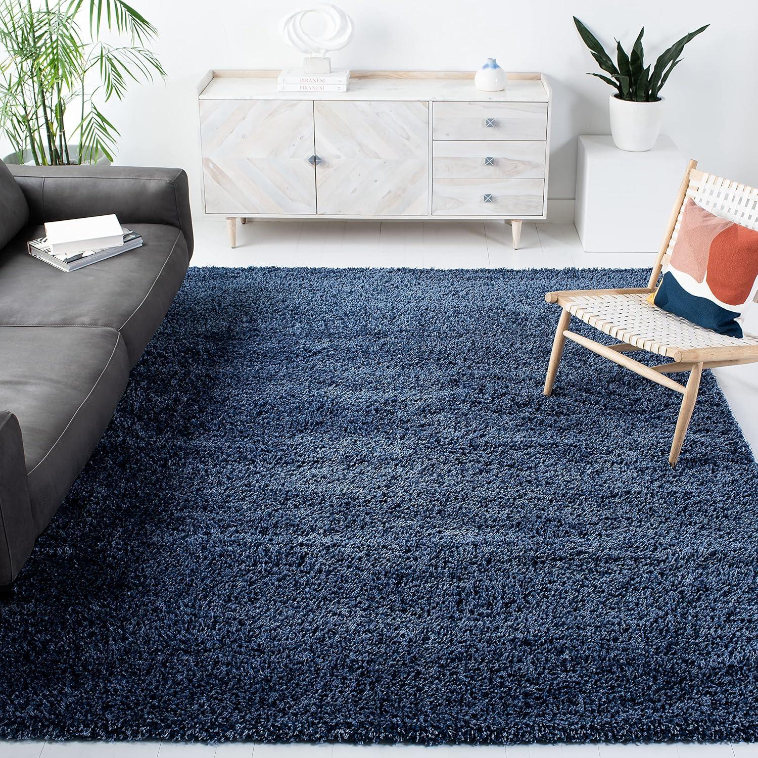 image:imageSAFAVIEH California Shag Collection Area Rug 53 x 76 Beige NonShedding amp Easy to Clean Ultra Plush Thick Pile Ideal for Living Room Bedroom Dining Space SG1511313Navy