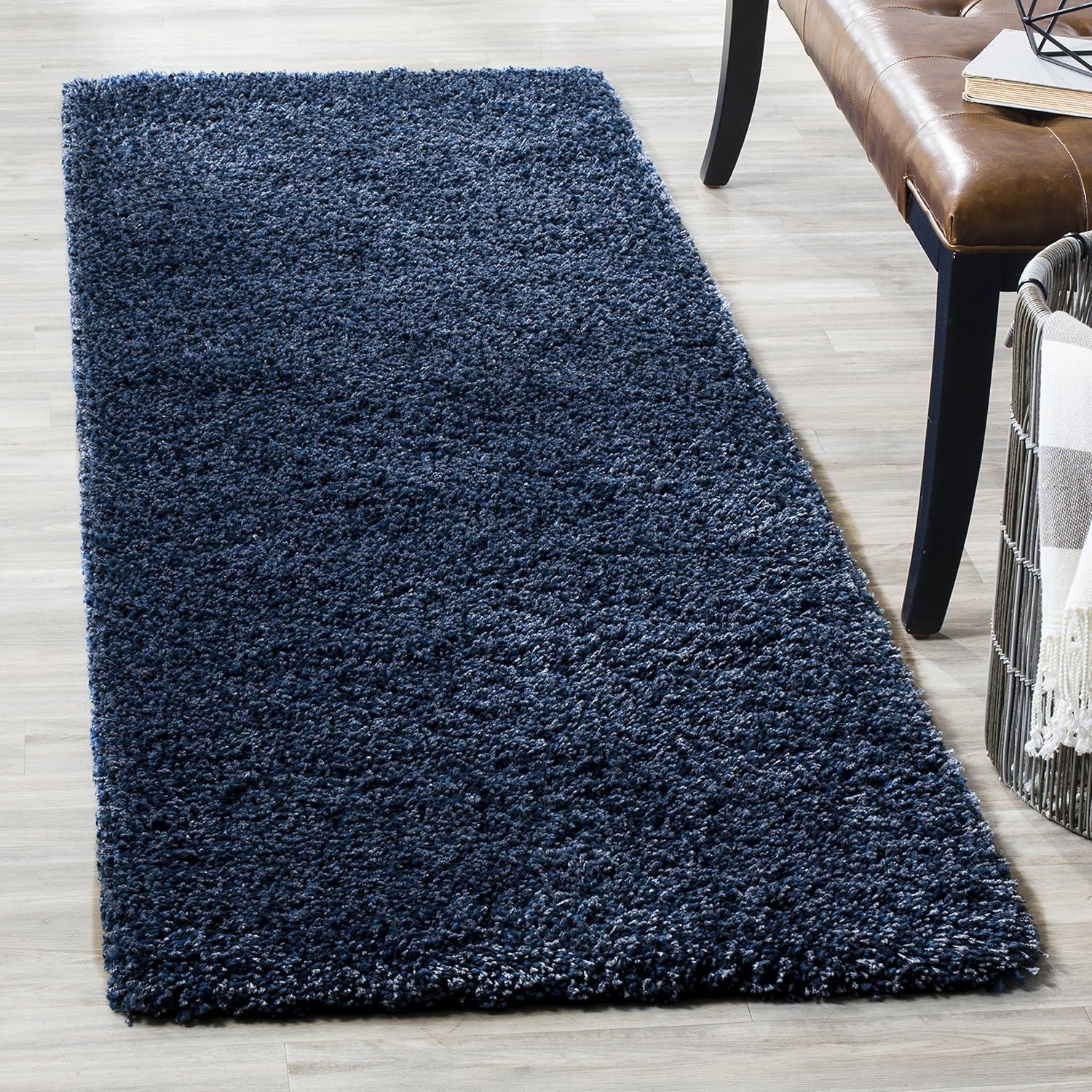 image:imageSAFAVIEH California Shag Collection Area Rug 53 x 76 Beige NonShedding amp Easy to Clean Ultra Plush Thick Pile Ideal for Living Room Bedroom Dining Space SG1511313Navy