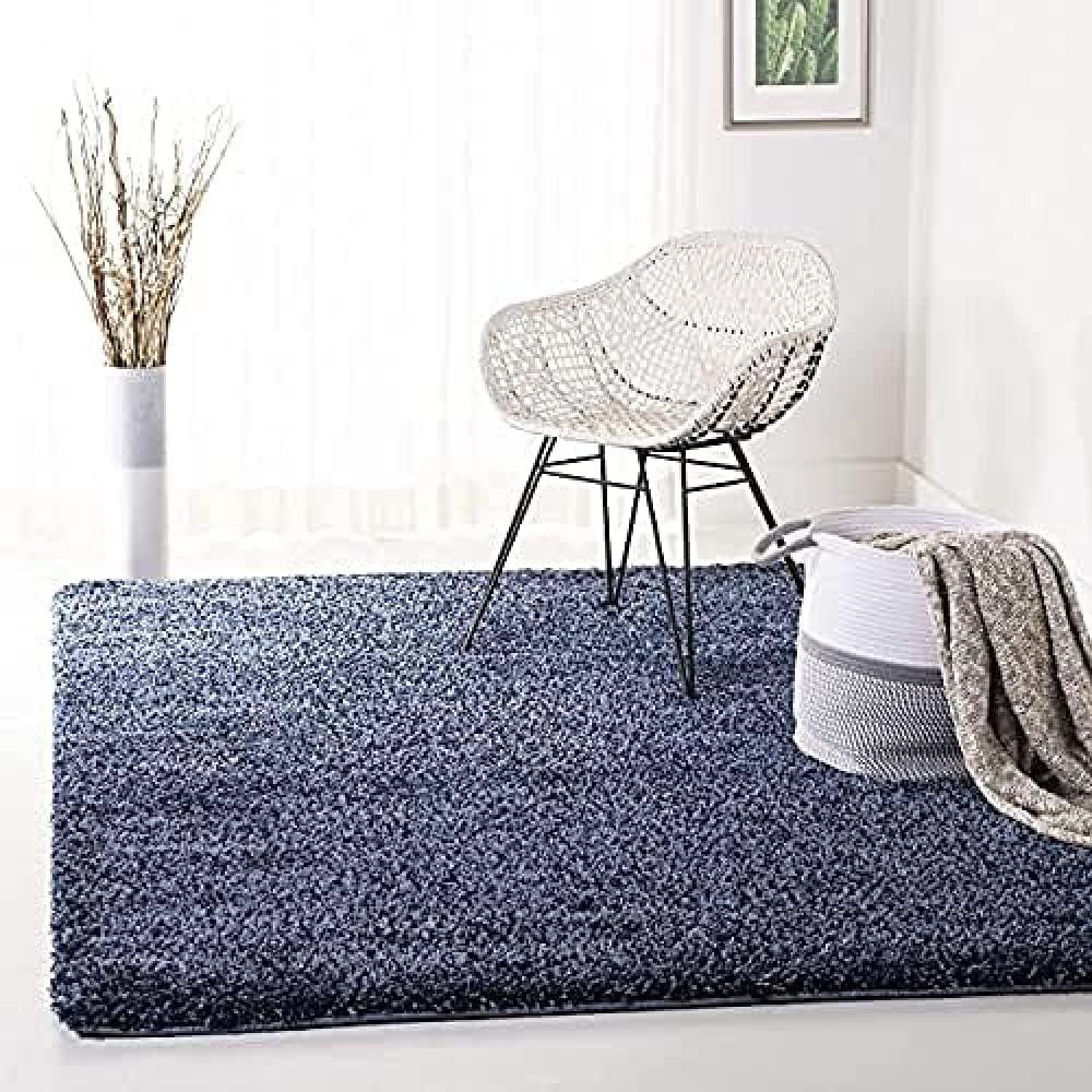 image:imageSAFAVIEH California Shag Collection Area Rug 53 x 76 Beige NonShedding amp Easy to Clean Ultra Plush Thick Pile Ideal for Living Room Bedroom Dining Space SG1511313Navy