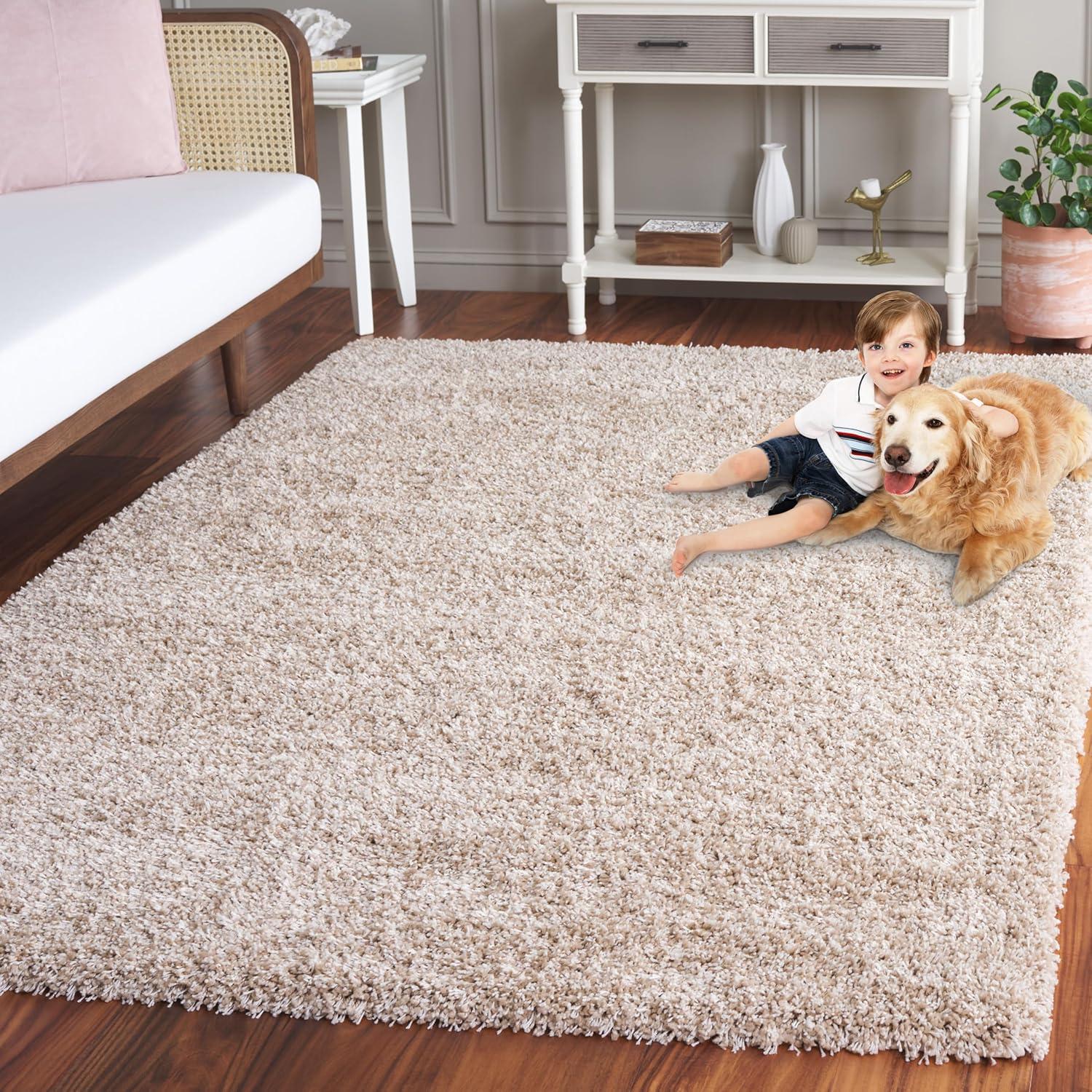 image:imageSAFAVIEH California Shag Collection Area Rug 53 x 76 Beige NonShedding amp Easy to Clean Ultra Plush Thick Pile Ideal for Living Room Bedroom Dining Space SG1511313Beige