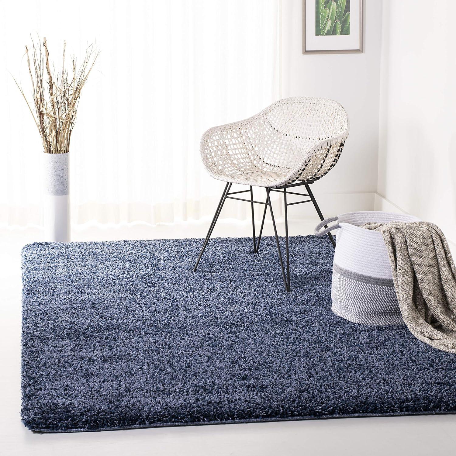 image:imageSAFAVIEH California Shag Collection Area Rug 53 x 76 Beige NonShedding amp Easy to Clean Ultra Plush Thick Pile Ideal for Living Room Bedroom Dining Space SG1511313Navy
