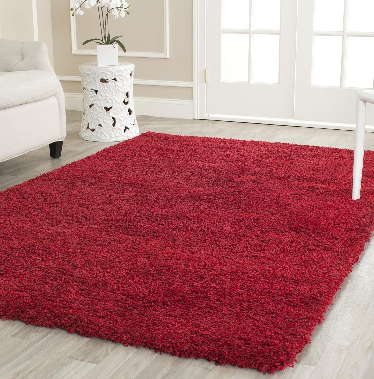 image:imageSAFAVIEH California Shag Collection Area Rug 53 x 76 Beige NonShedding amp Easy to Clean Ultra Plush Thick Pile Ideal for Living Room Bedroom Dining Space SG1511313Red