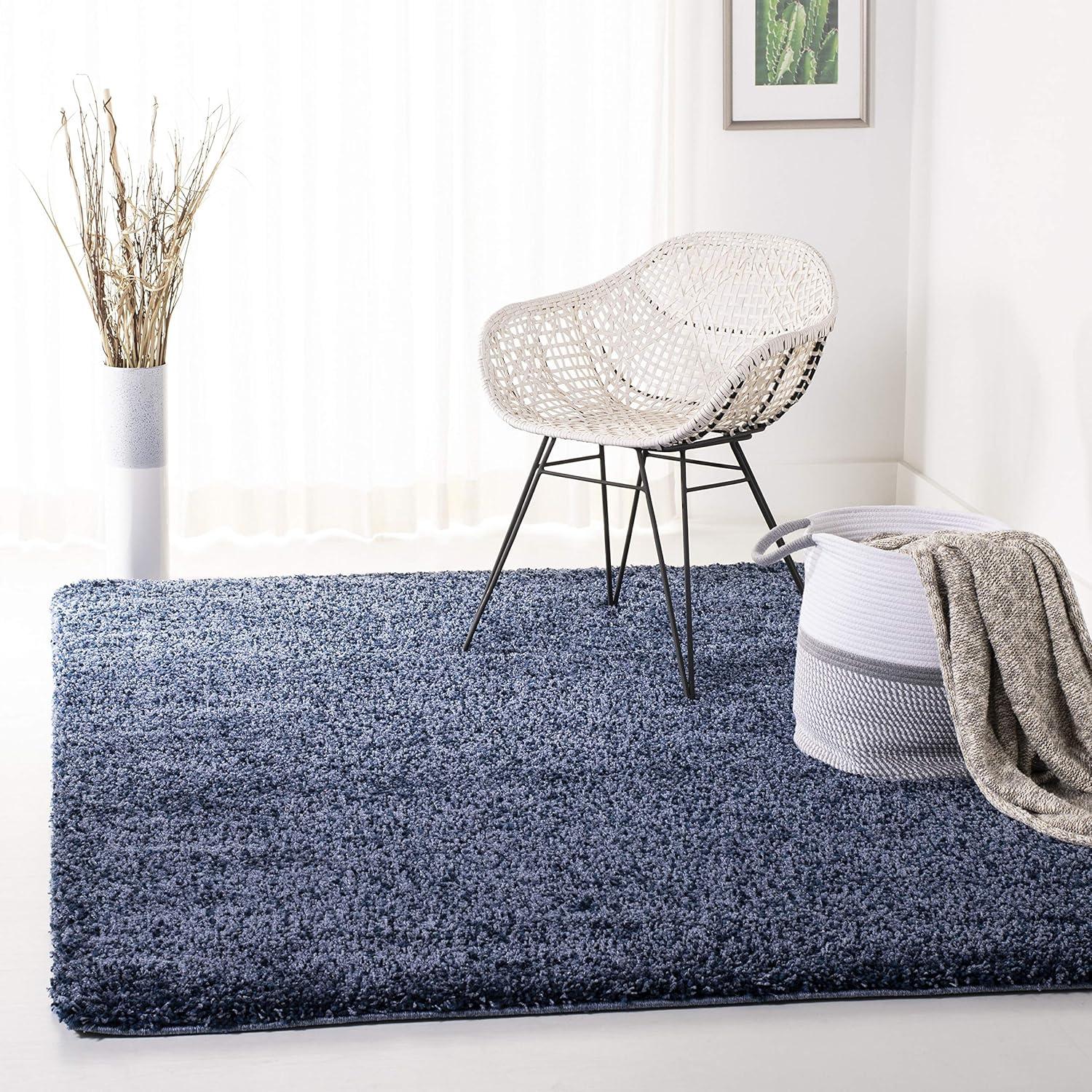 image:imageSAFAVIEH California Shag Collection Area Rug 53 x 76 Beige NonShedding amp Easy to Clean Ultra Plush Thick Pile Ideal for Living Room Bedroom Dining Space SG1511313Navy
