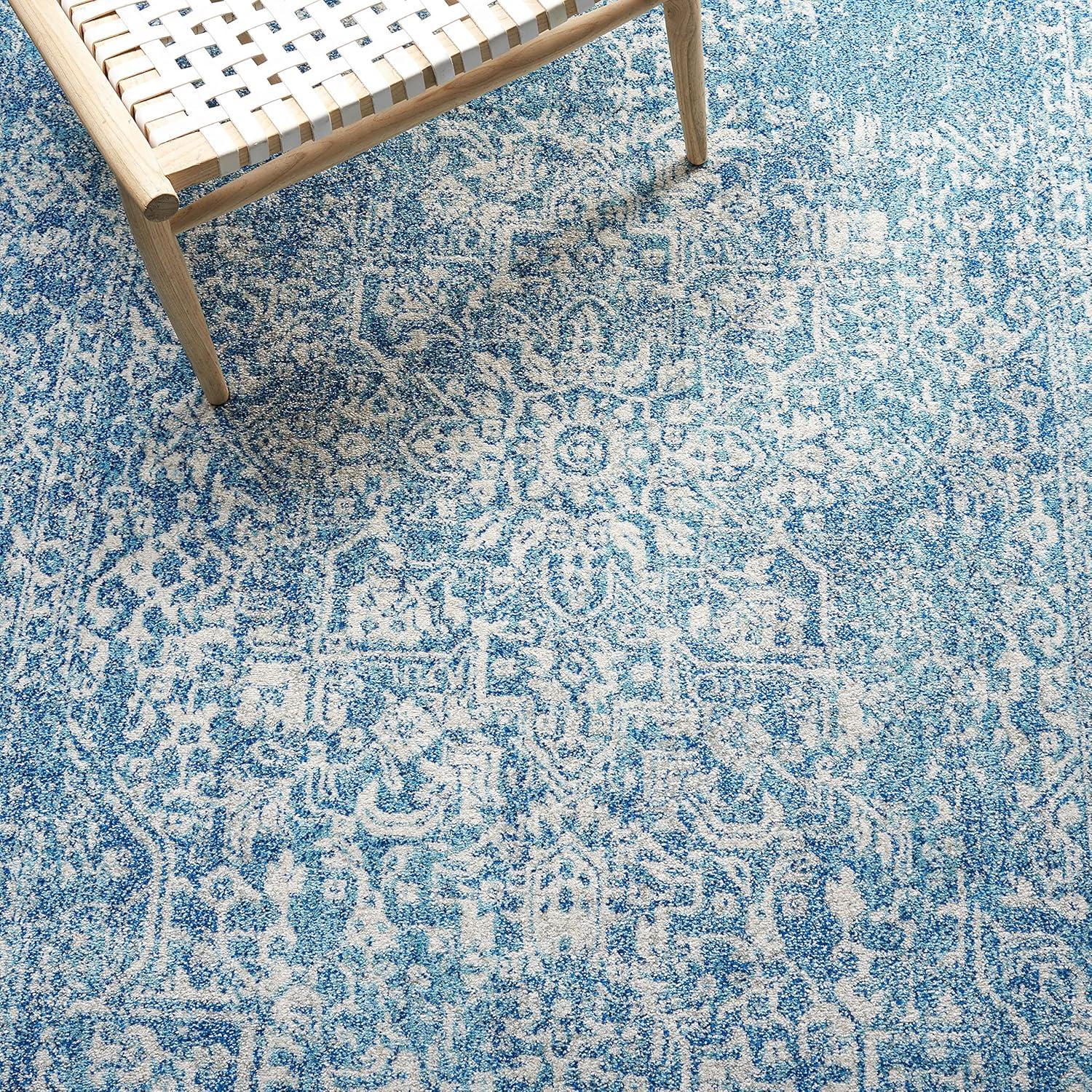 image:imageSAFAVIEH Evoke Collection Area Rug 51 x 76 Blue amp Ivory Distressed Design NonShedding amp Easy to Clean Ideal for Living Room Bedroom Dining Space EVK256CBlueIvory